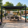 Voir la diapositive 2 : CONCEPT USINE Pergola bioclimatique structure et lames orientables en aluminium noir 4x3m RHODES