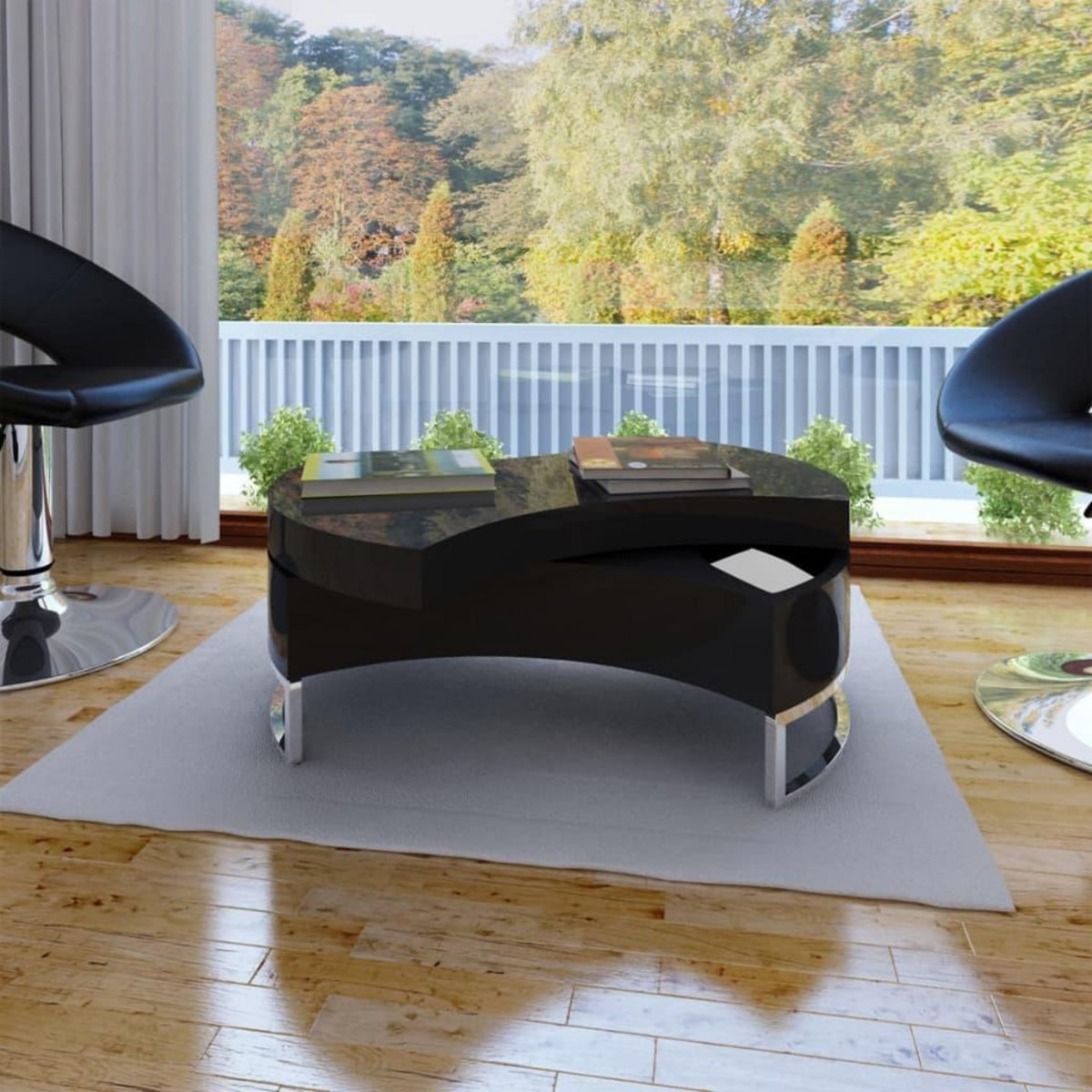 VIDAXL Table basse a forme reglable noir brillant
