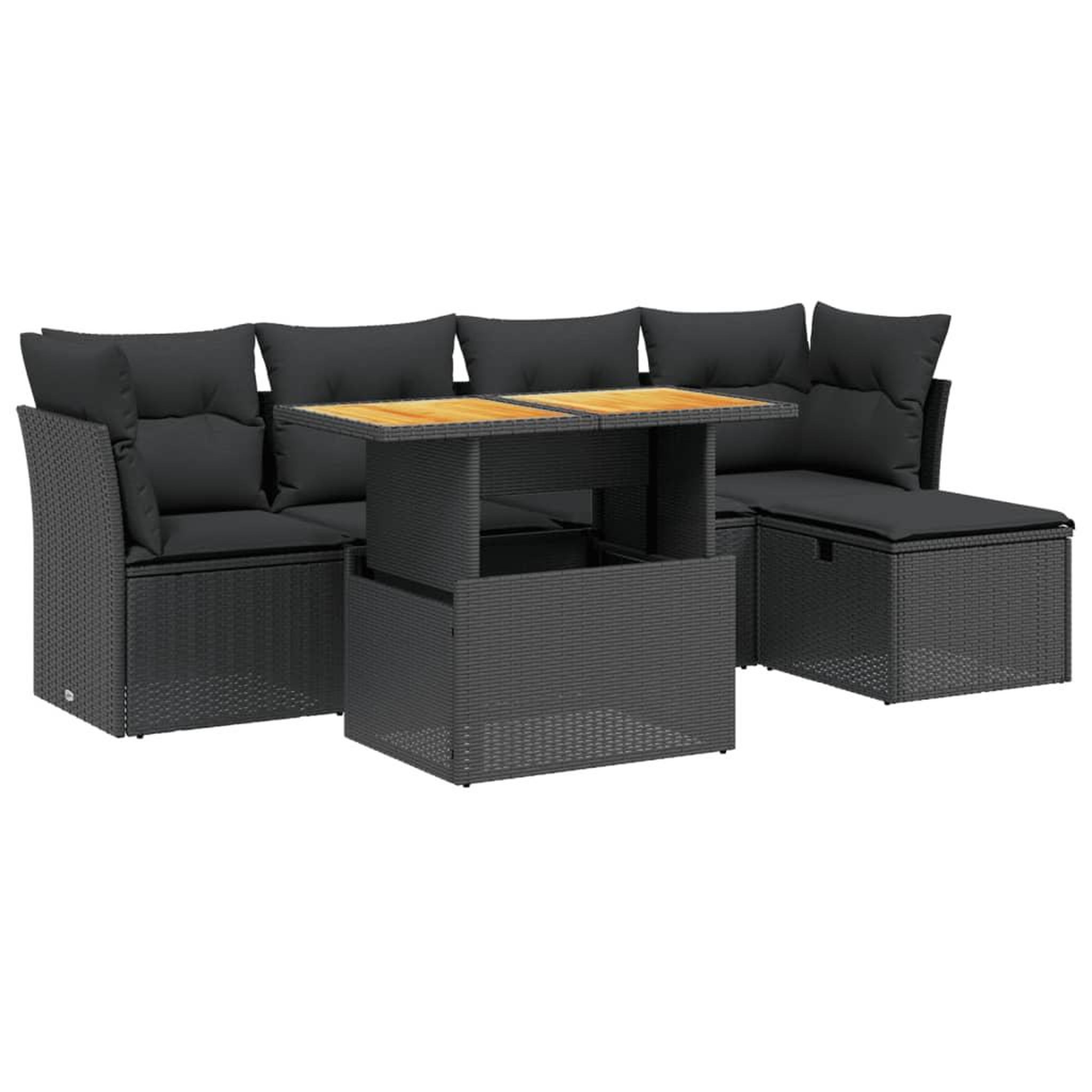 Voir la diapositive 2 : VIDAXL Salon de jardin 6 pcs avec coussins noir resine tressee