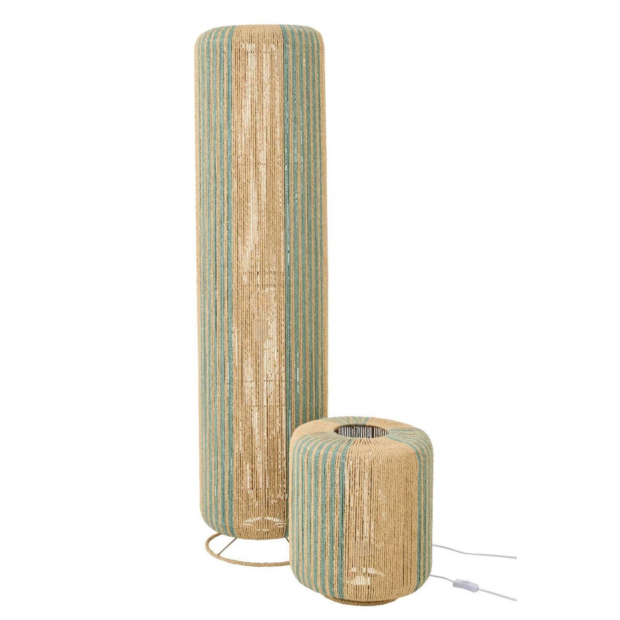 Voir la diapositive 5 : J-LINE Lampe à poser corde  chase  39cm turquoise & naturel