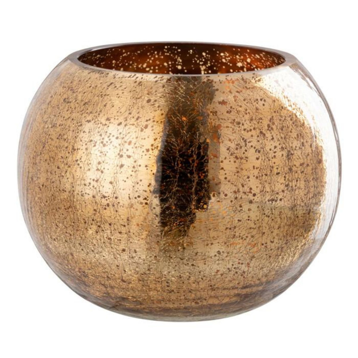 Paris Prix Photophore Boule en Verre  Craquelée  20cm Doré Foncé