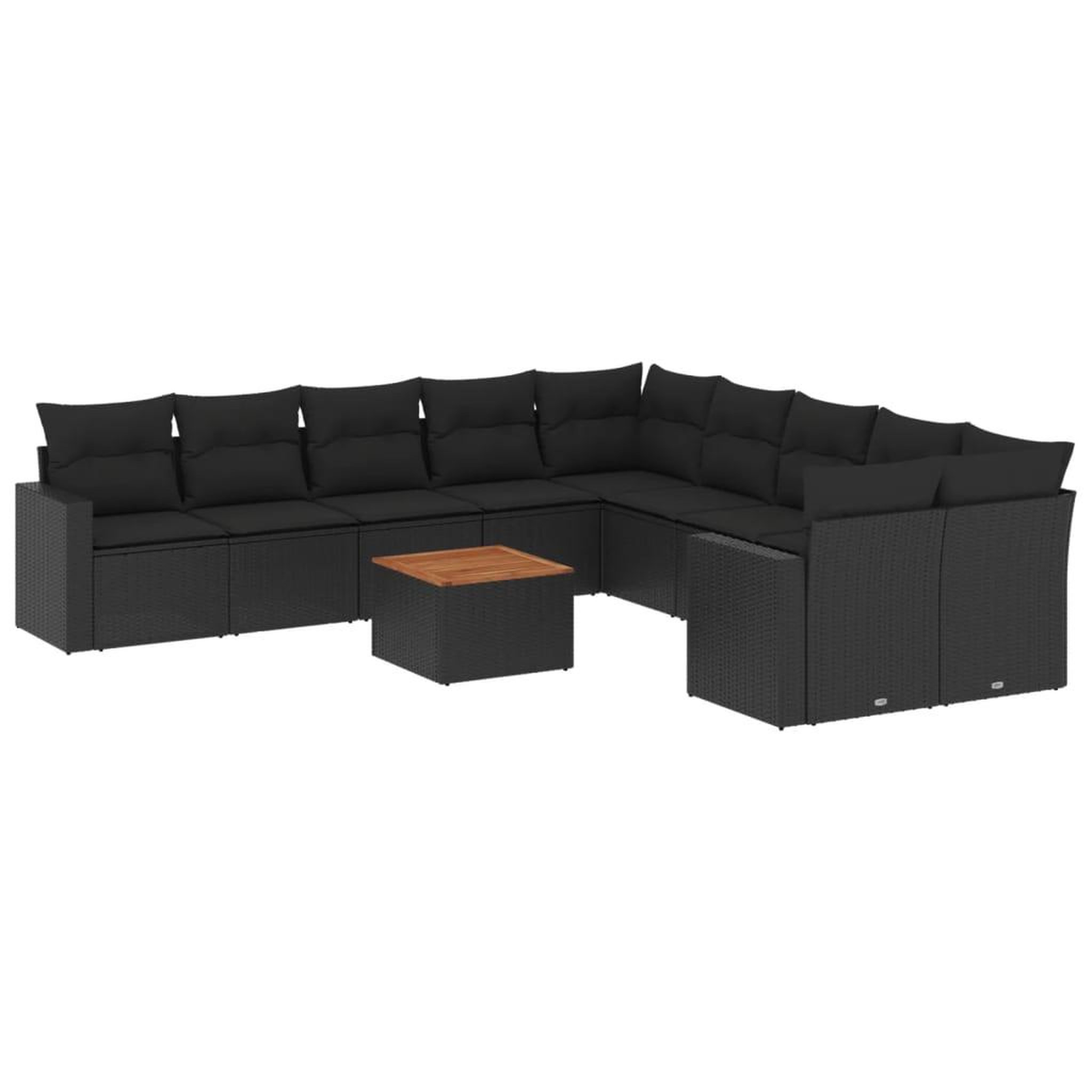 Voir la diapositive 2 : VIDAXL Salon de jardin 11 pcs avec coussins noir resine tressee