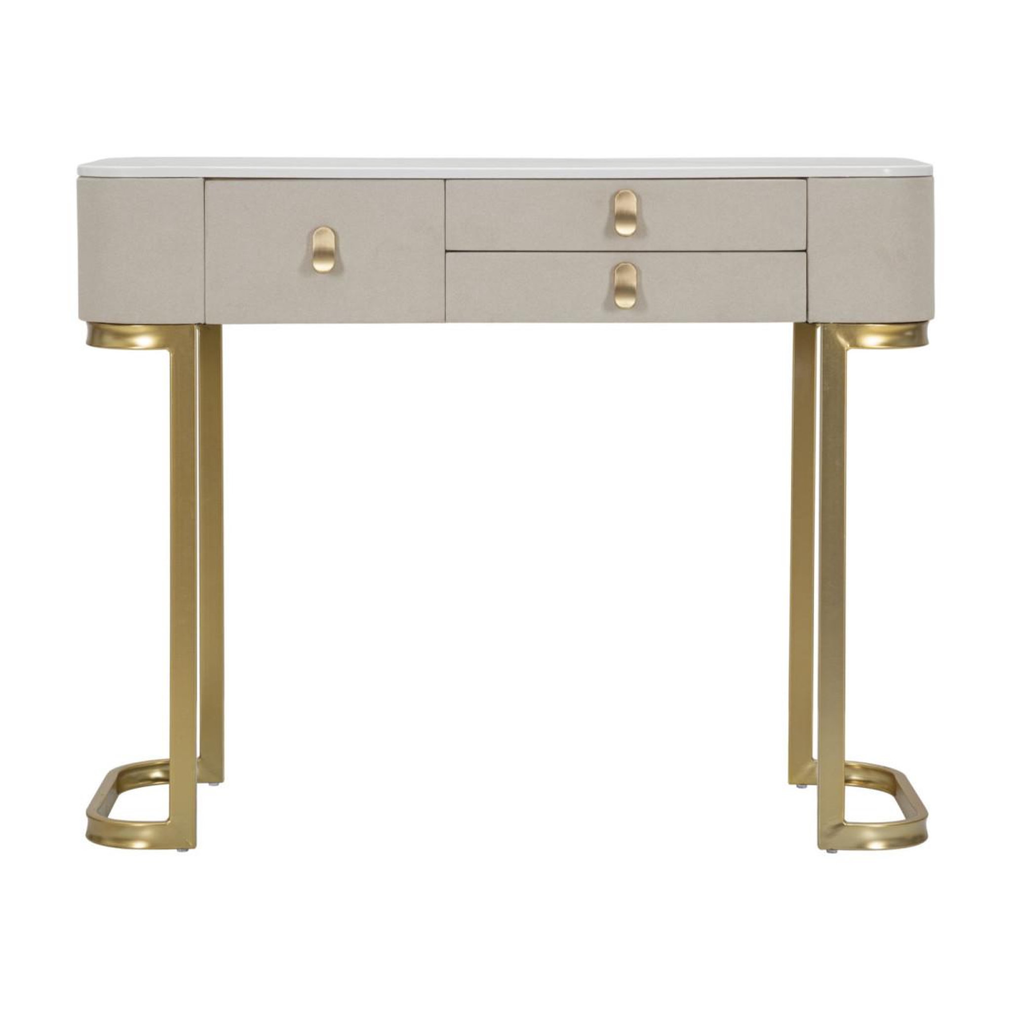 Voir la diapositive 2 : Paris Prix Console Effet Marbre  Beauty  100cm Crème & Or