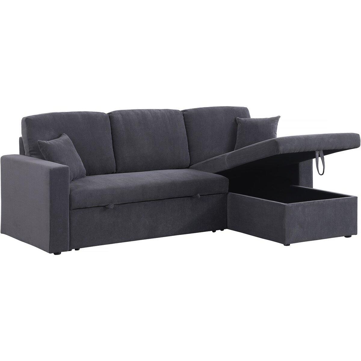 Habitat et Jardin Canapé d'angle convertible en velours côtelé  Alain  - 3 places - Gris