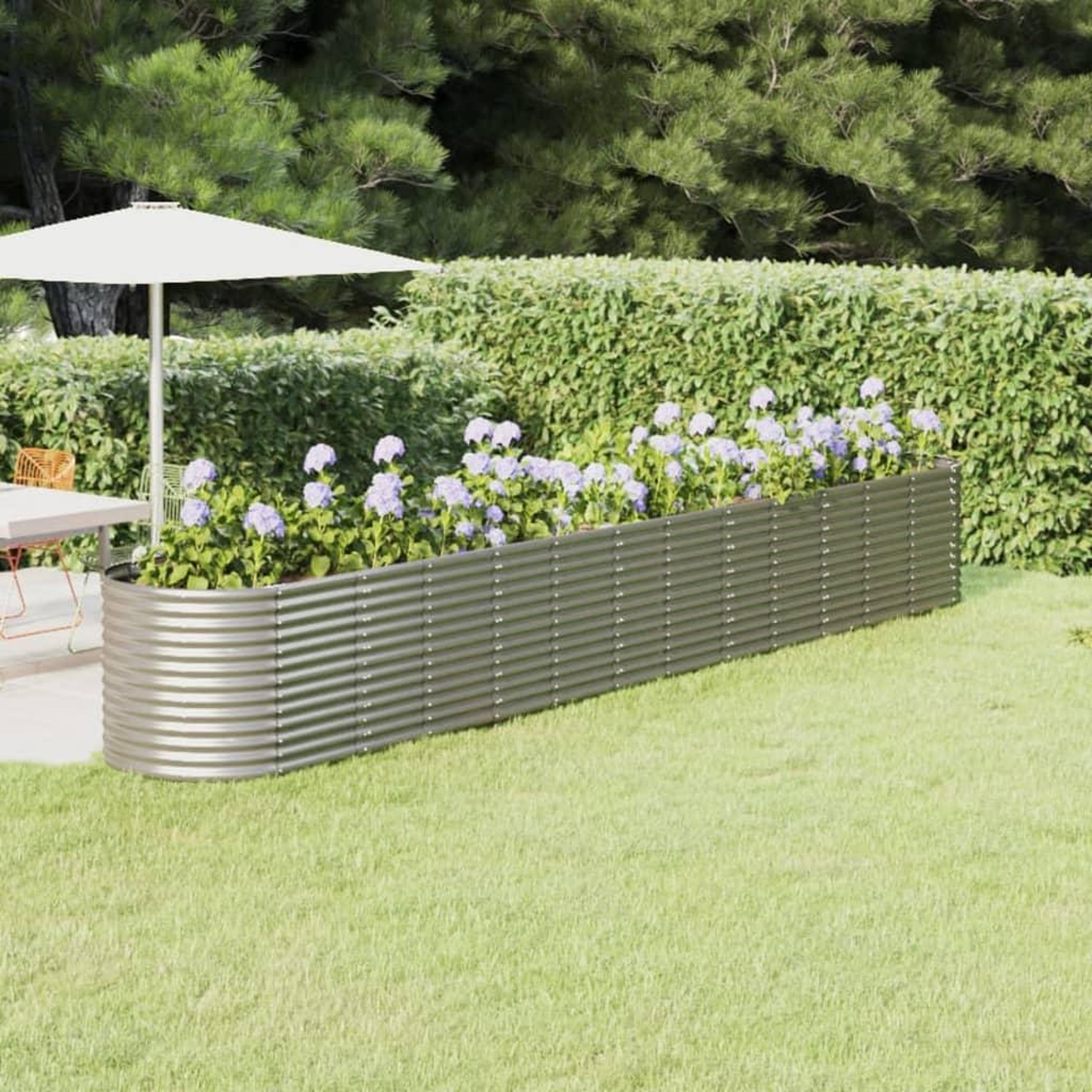 Voir la diapositive 1 : VIDAXL Lit sureleve de jardin Acier enduit de poudre Argente