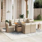 VIDAXL Salon de jardin avec coussins 9 pcs beige resine tressee