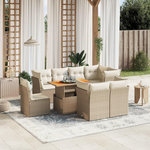 VIDAXL Salon de jardin avec coussins 9 pcs beige resine tressee