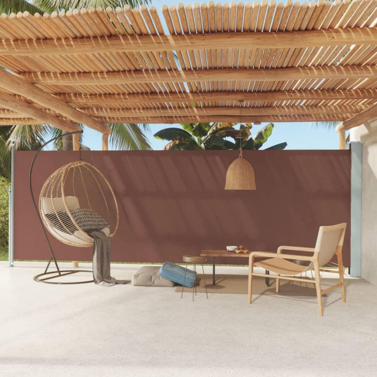 VIDAXL Auvent lateral retractable de patio 180x600 cm Marron