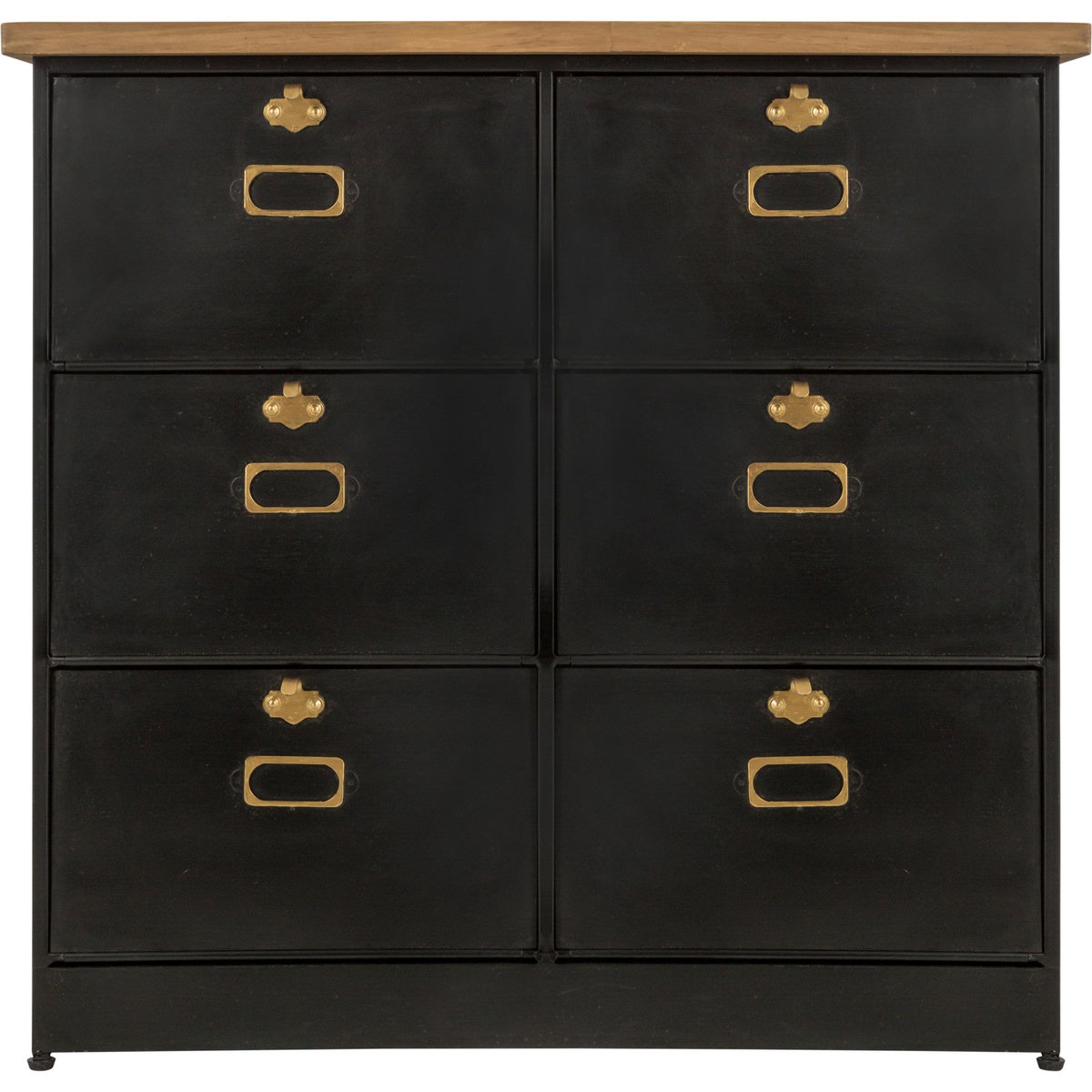 ATMOSPHERA Commode de rangement en métal 6 tiroirs à clapet L85cm DANIELLE