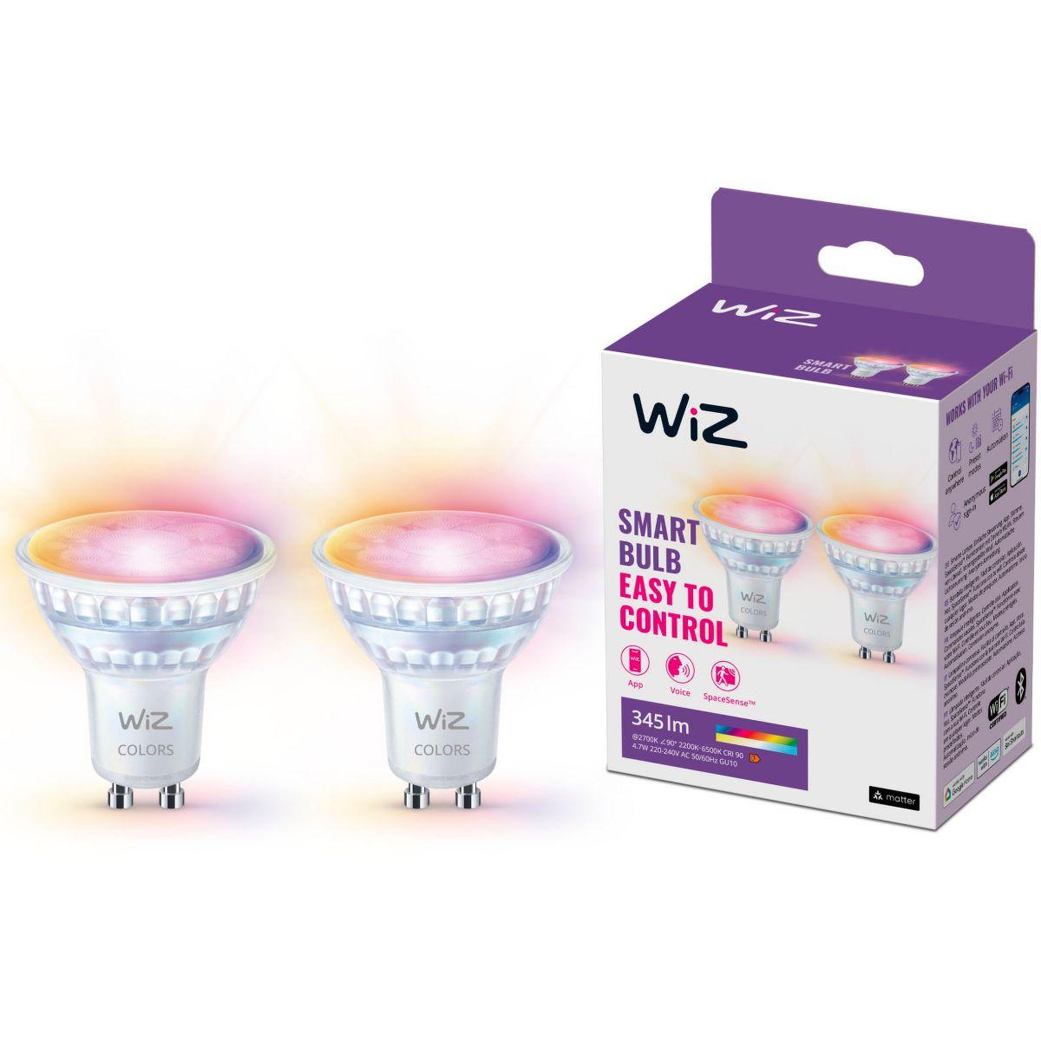 WIZ Ampoule led connectée gu10 couleur 50w pack de 2
