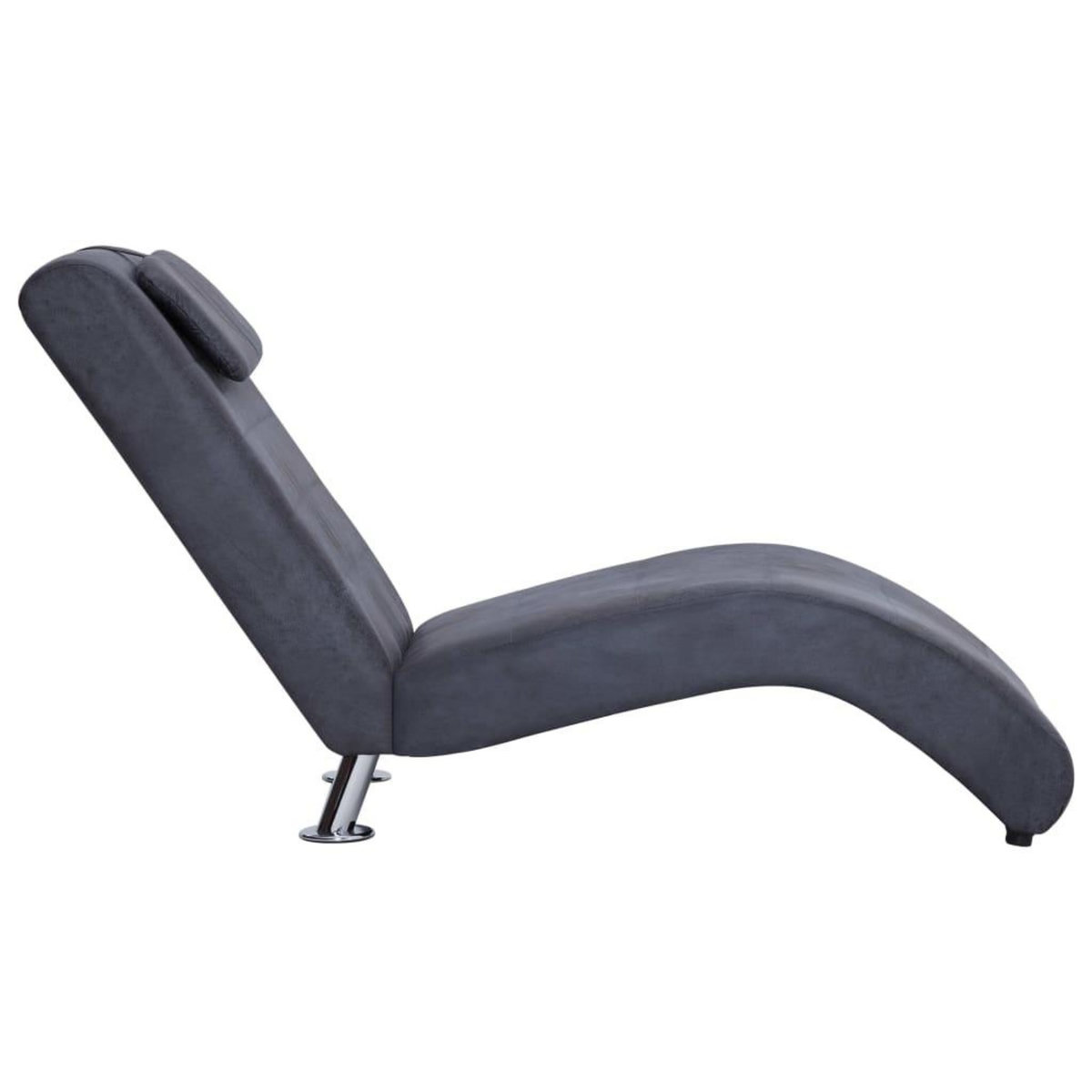 VIDAXL Chaise longue avec oreiller Gris Similicuir daim