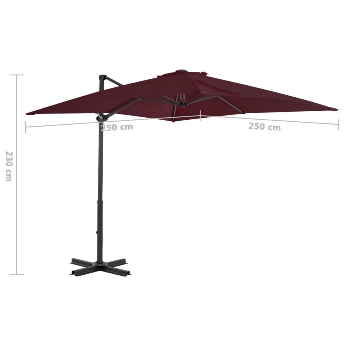 VIDAXL Parasol de jardin en porte-a-faux avec mat en aluminium