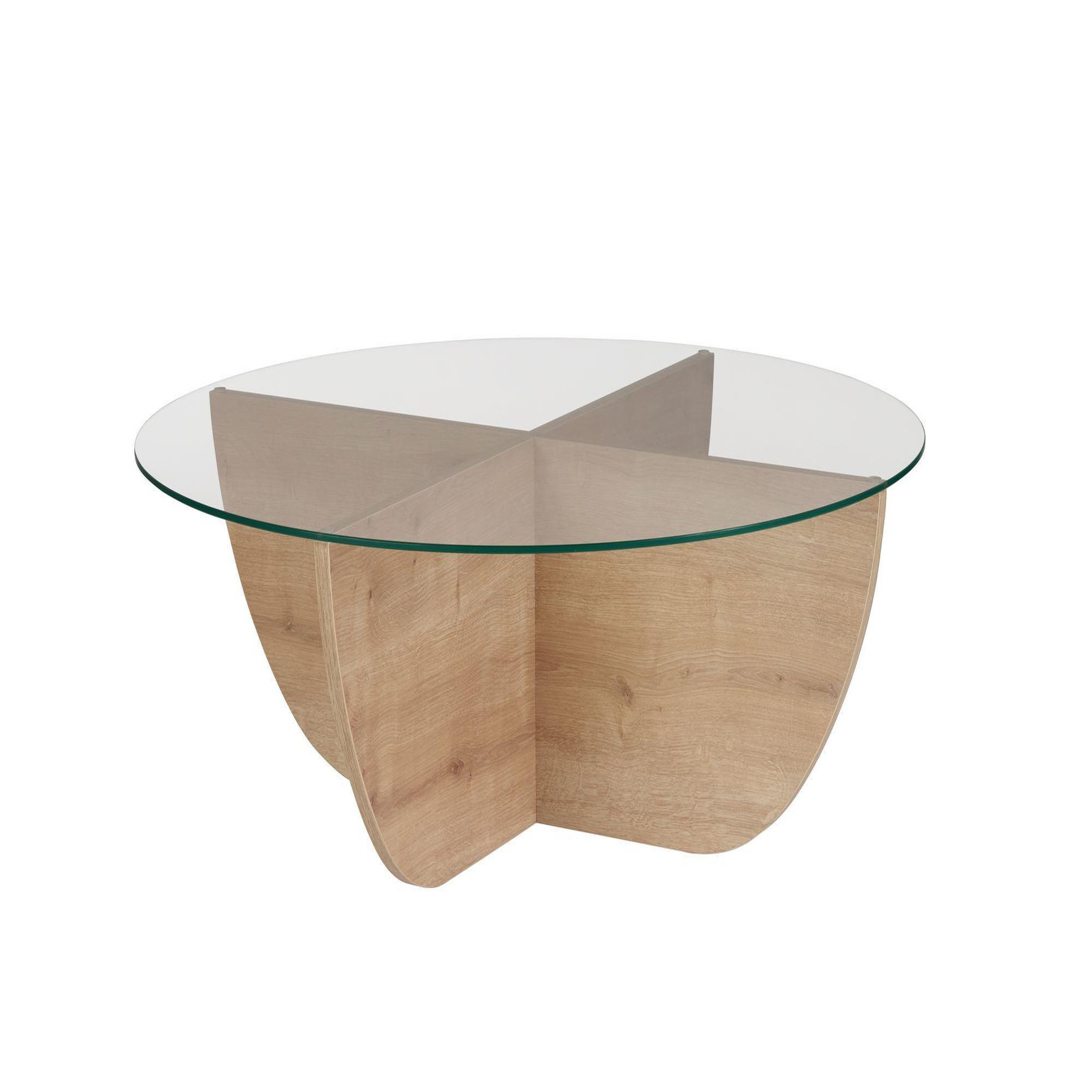 Habitat et Jardin Table basse en verre  liya  90 x 90 x 30 cm - chêne saphir