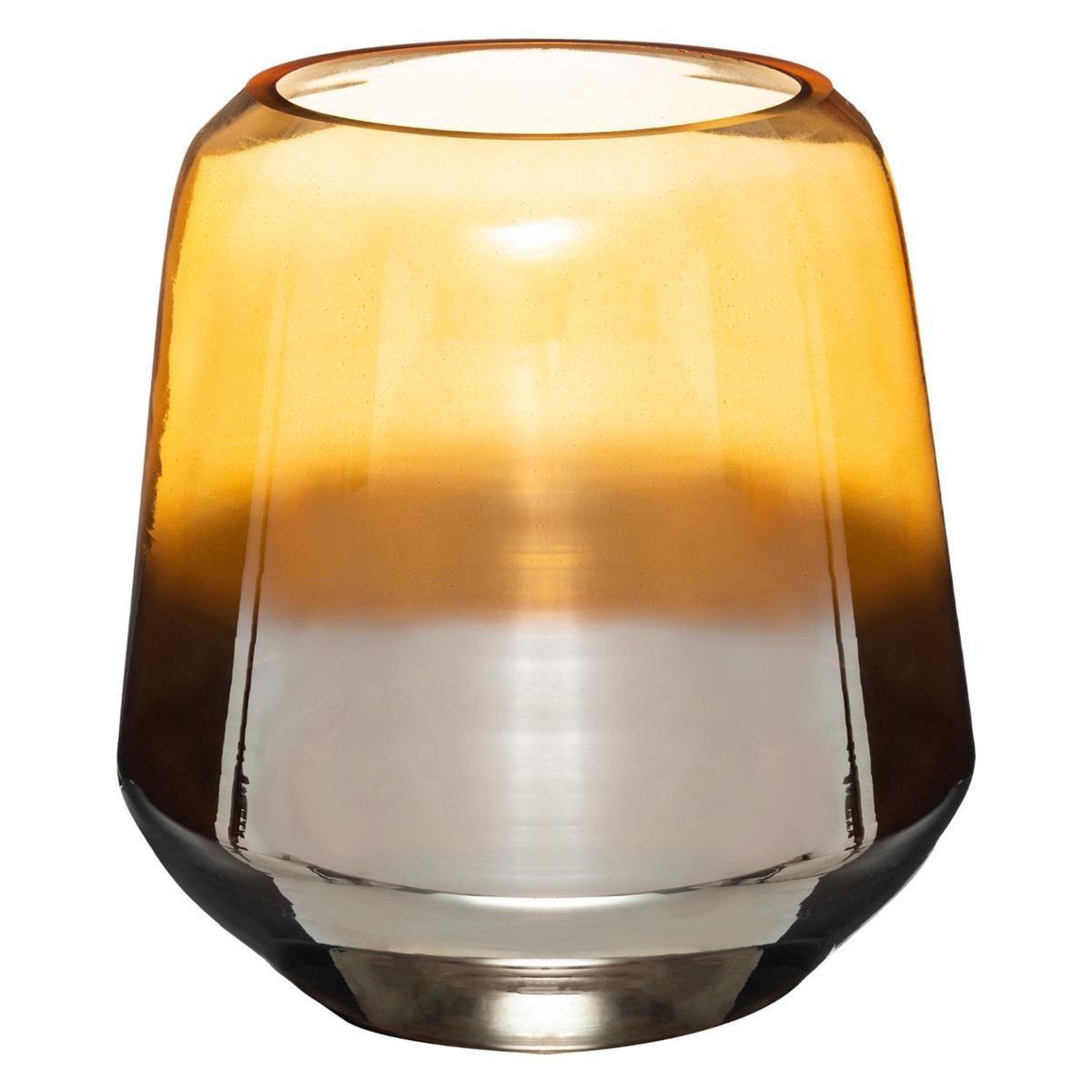 ATMOSPHERA Vase design  metalambre  24cm ambre & argent