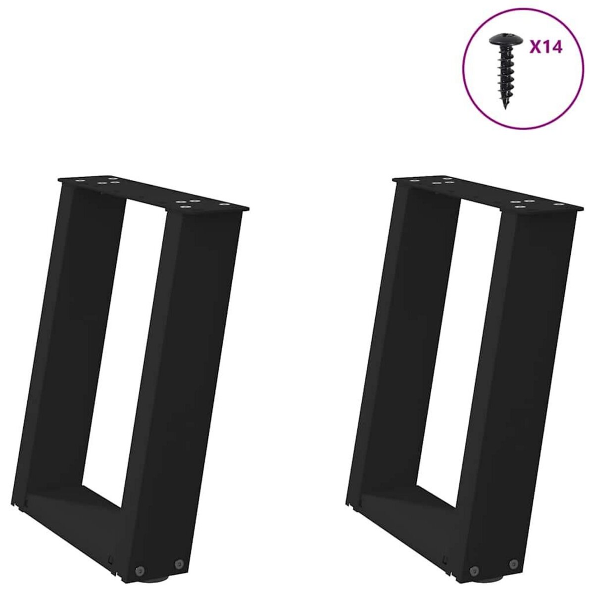 VIDAXL Pieds de table basse forme de U 2 pcs noir 38x(42-43) cm acier