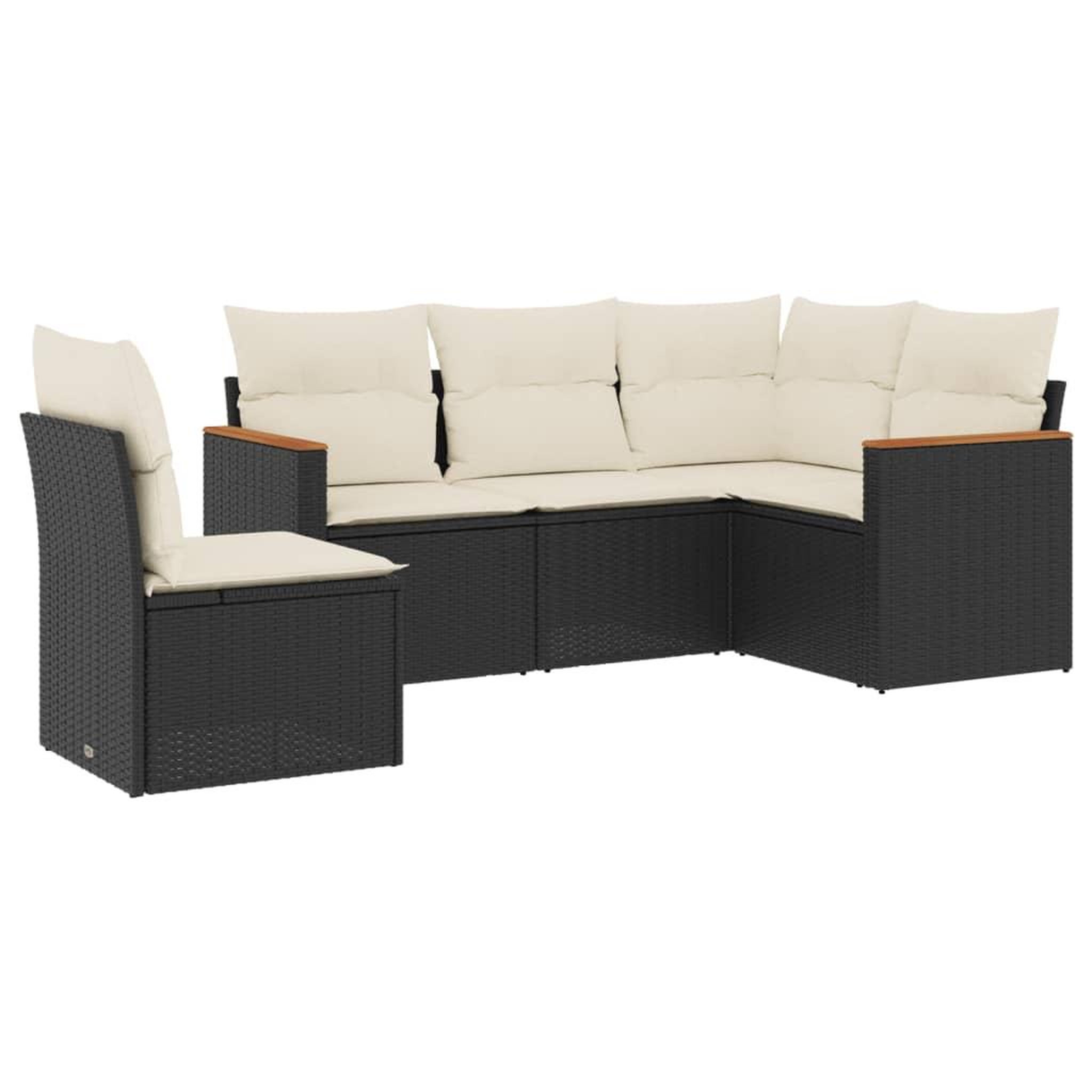Voir la diapositive 2 : VIDAXL Salon de jardin 5 pcs avec coussins noir resine tressee