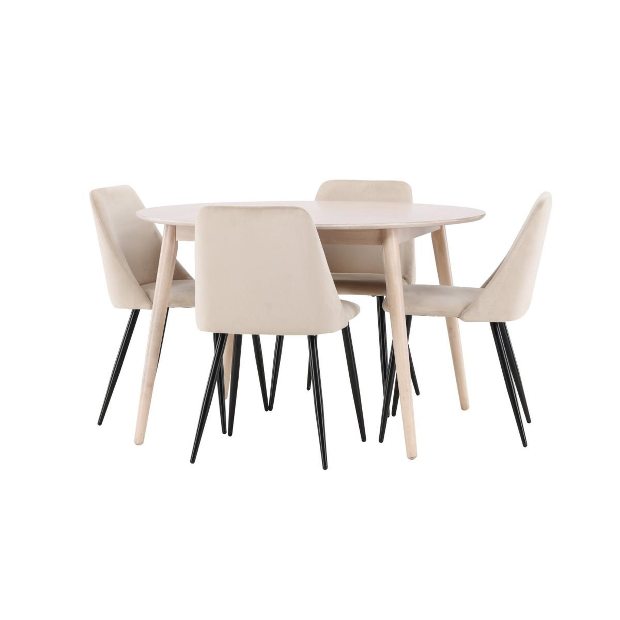 Voir la diapositive 2 : Paris Prix Ensemble table à manger & 4 chaises  flora & night  120cm naturel & beige