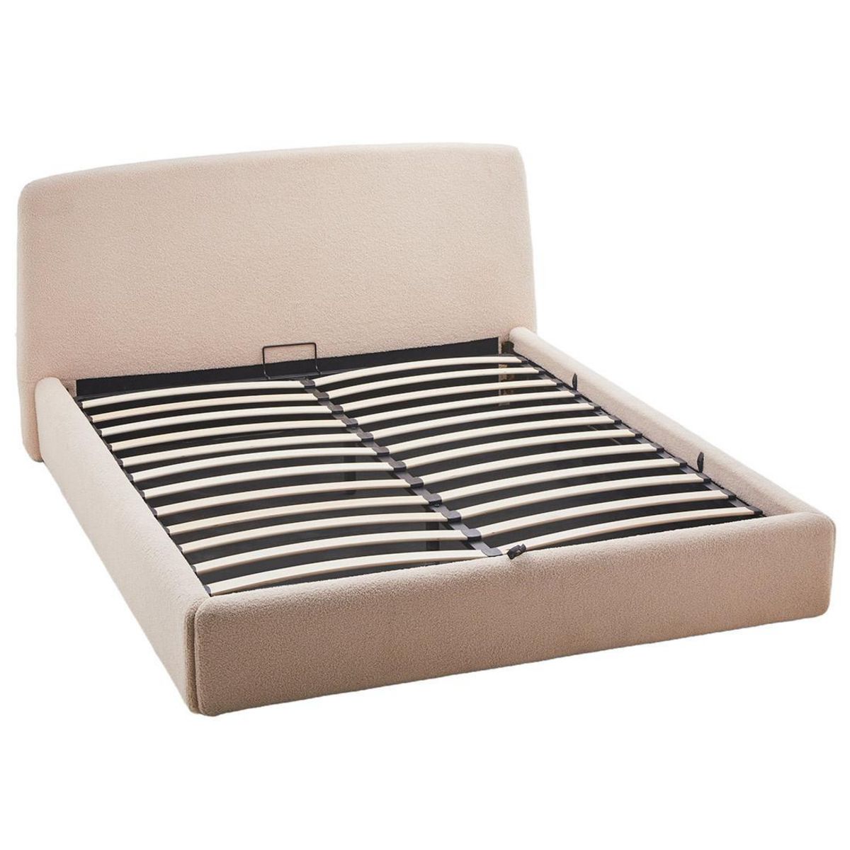 BEST MOBILIER Juliette - lit coffre - 160x200 cm - en tissu bouclette