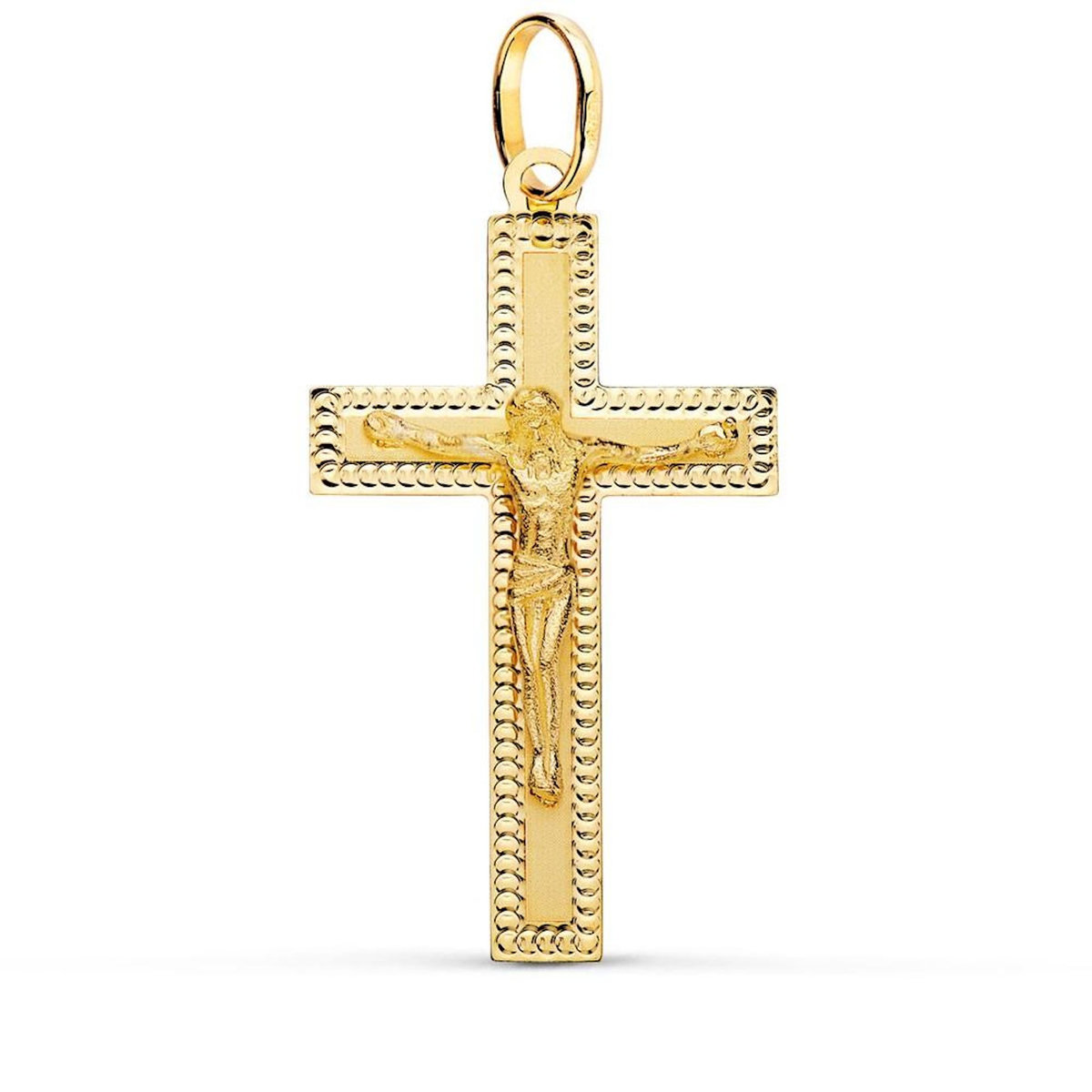 L'ATELIER D'AZUR Pendentif  - Médaille Christ sur la Croix Or 18 Carats 750 Jaune - Chaine Offerte