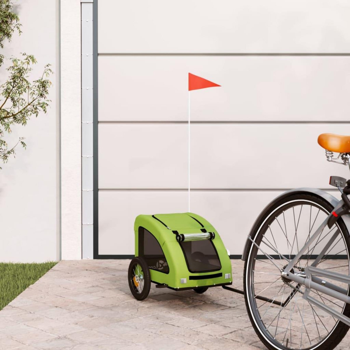 VIDAXL Remorque de velo pour animaux de compagnie vert
