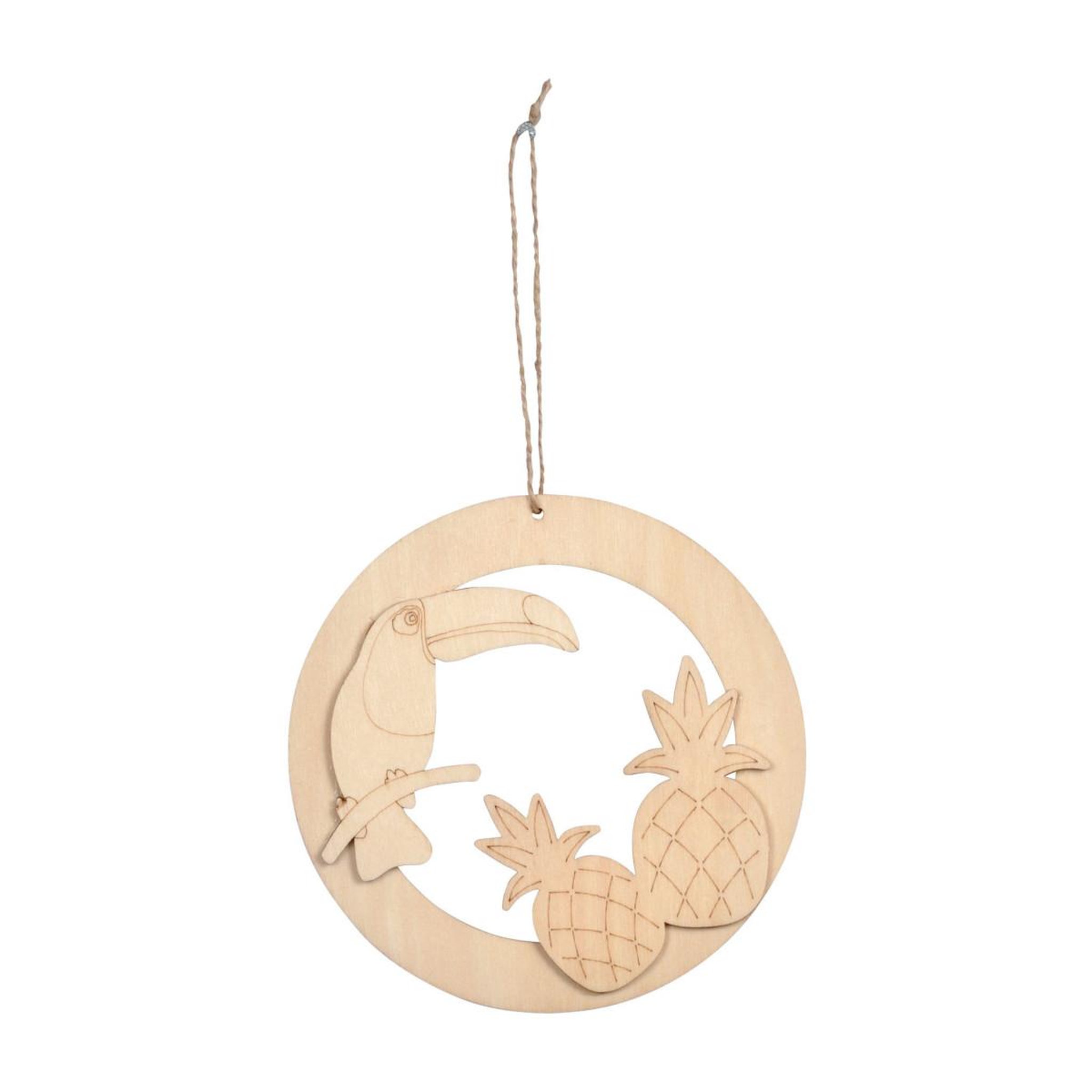 Voir la diapositive 3 : HOMEA Décoration en Bois  Ananas & Toucan  14cm Naturel