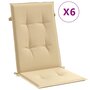 Voir la diapositive 2 : VIDAXL Coussins de chaise a dossier haut lot de 6 beige melange tissu