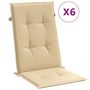 Voir la diapositive 2 : VIDAXL Coussins de chaise a dossier haut lot de 6 beige melange tissu