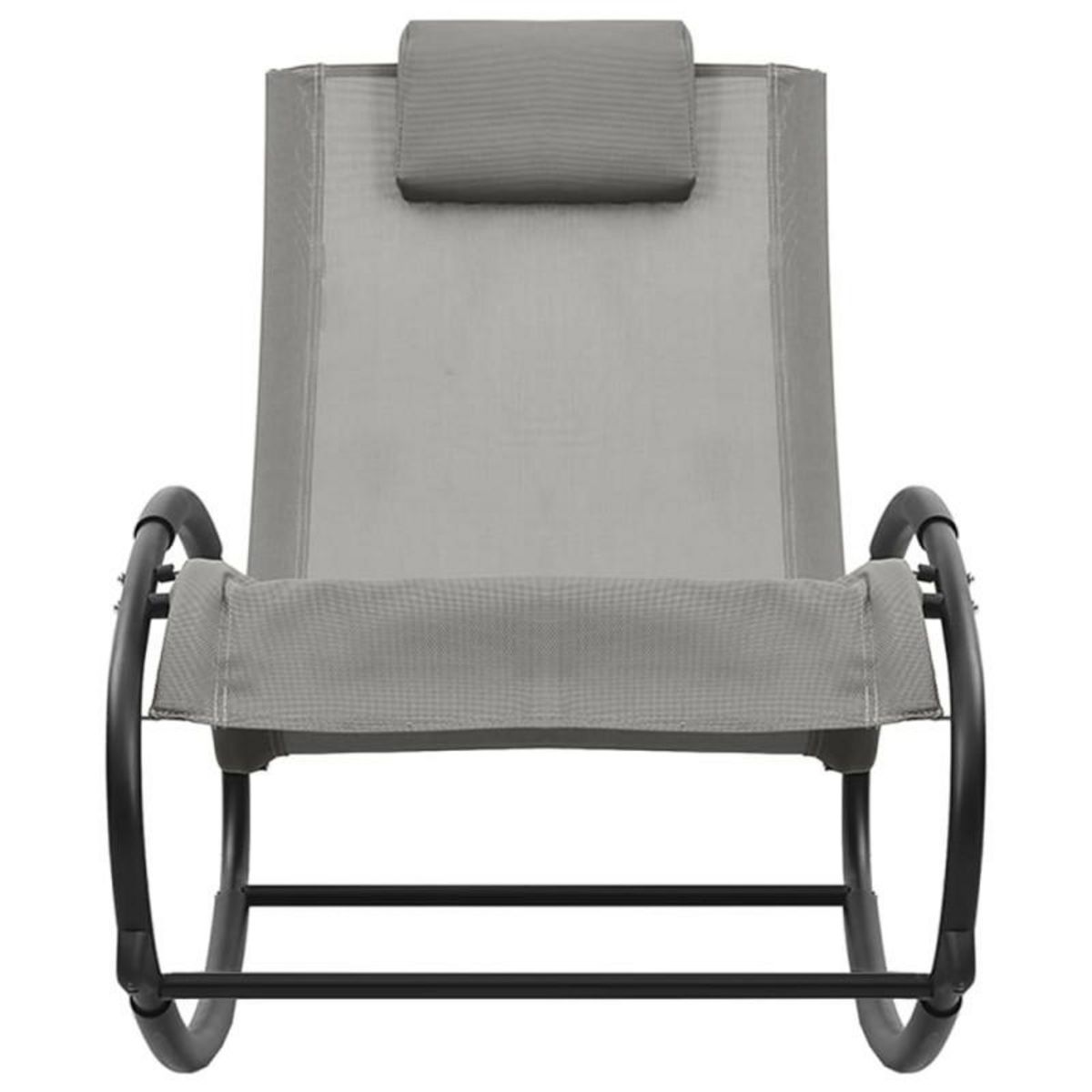 VIDAXL Chaise longue avec oreiller acier et textilène gris