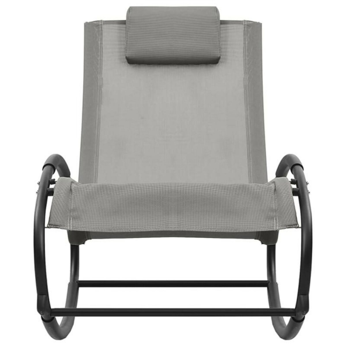 VIDAXL Chaise longue avec oreiller acier et textilène gris