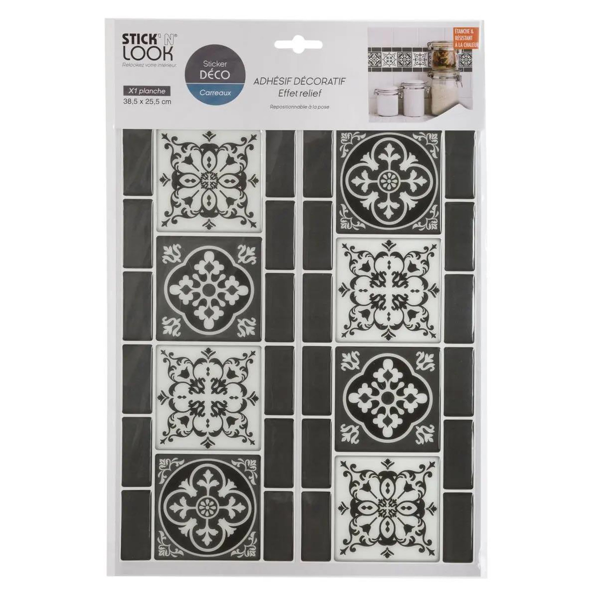 Stick'n Look Sticker déco  carrelage  25x38cm anthracite