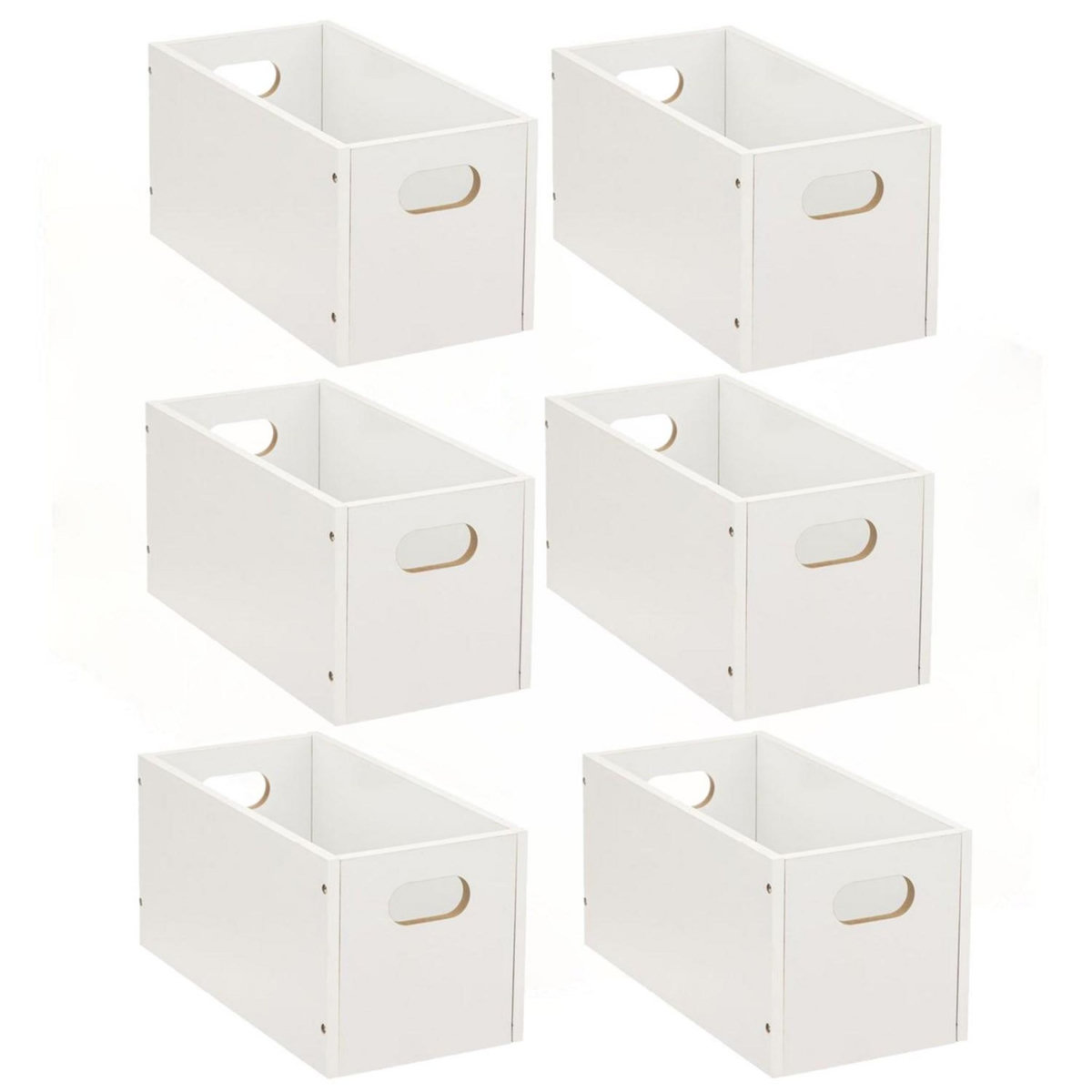TOILINUX Lot de 6 Boîtes de rangement rectangulaire en MDF