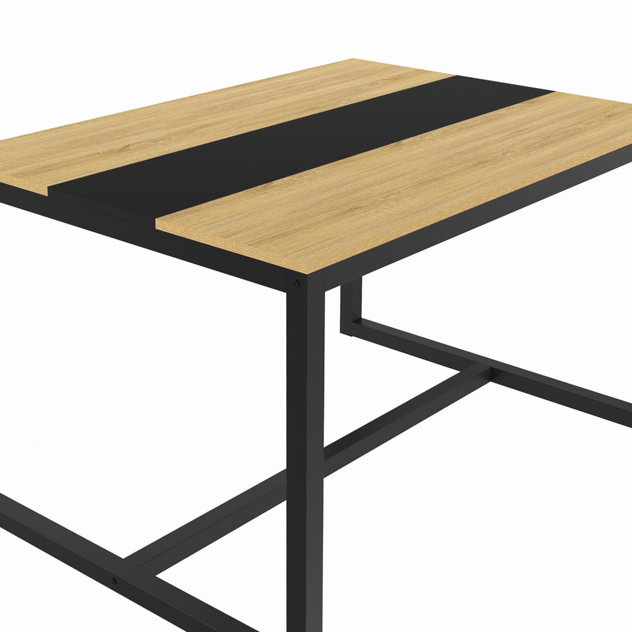 Voir la diapositive 5 : ID MARKET Table à manger rectangle dover 6 personnes bande centrale noire design industriel 120 cm
