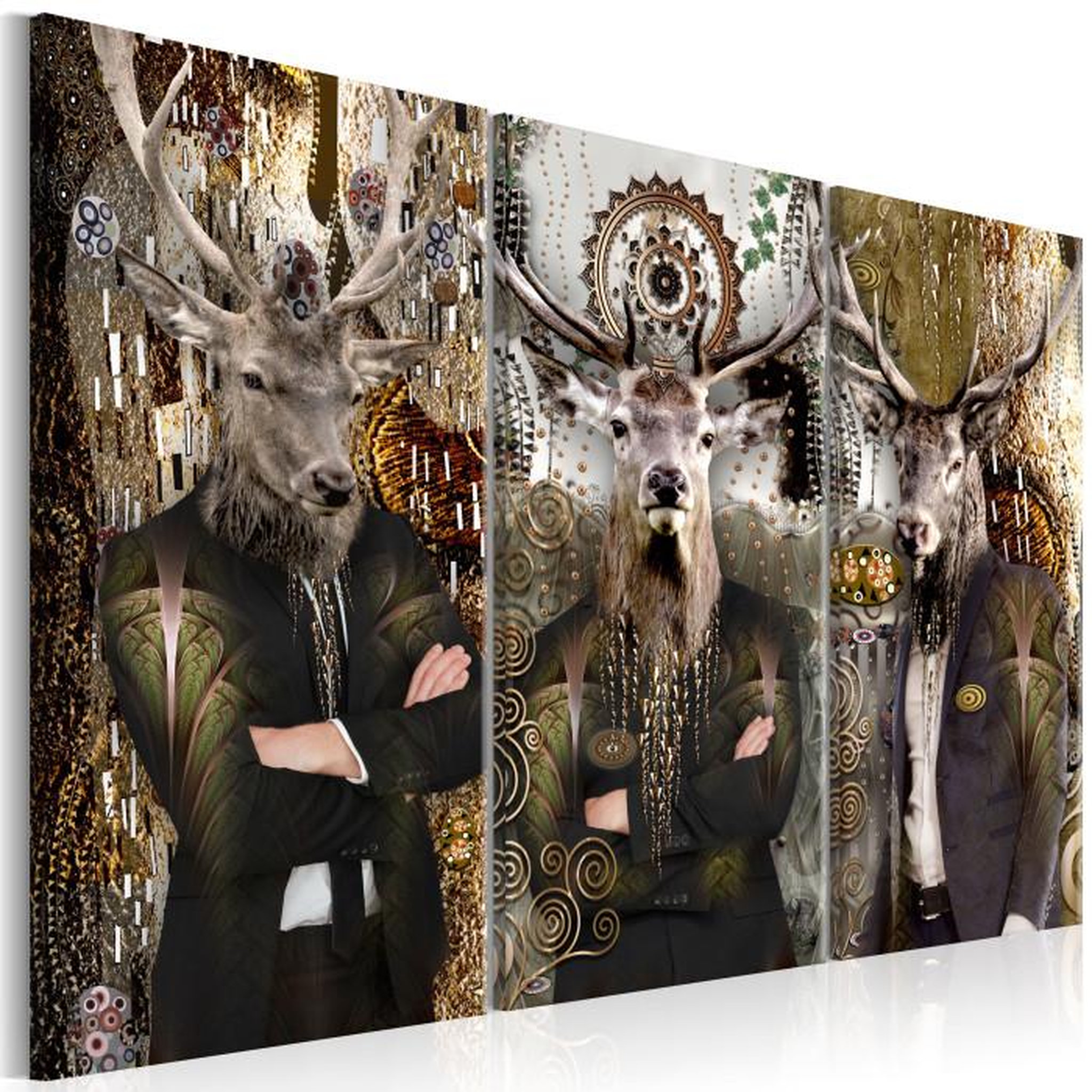 Paris Prix Tableau Imprimé 3 Panneaux  Animal Trio Brown. Coloris disponibles : Multicolore