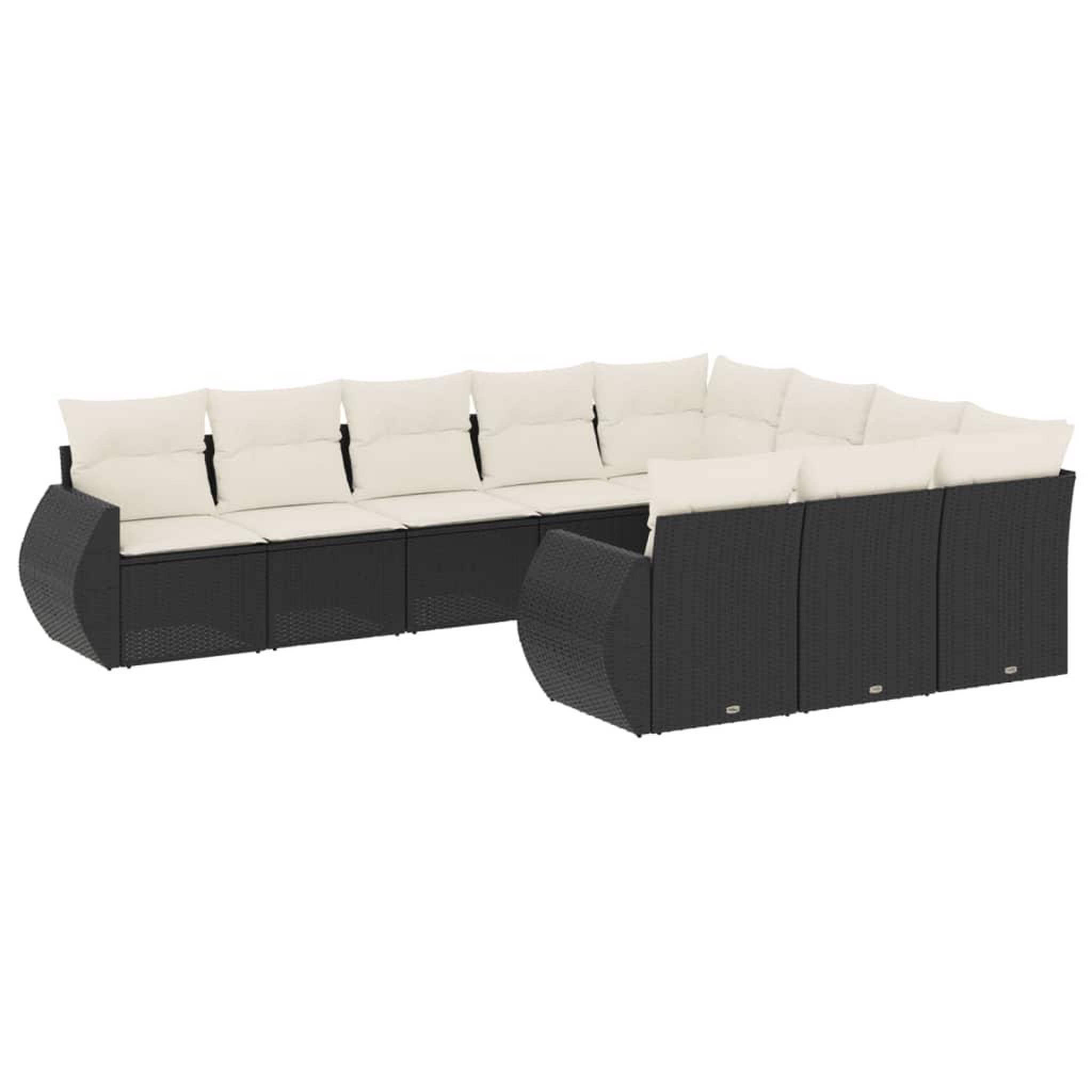 Voir la diapositive 2 : VIDAXL Salon de jardin 10 pcs avec coussins noir resine tressee