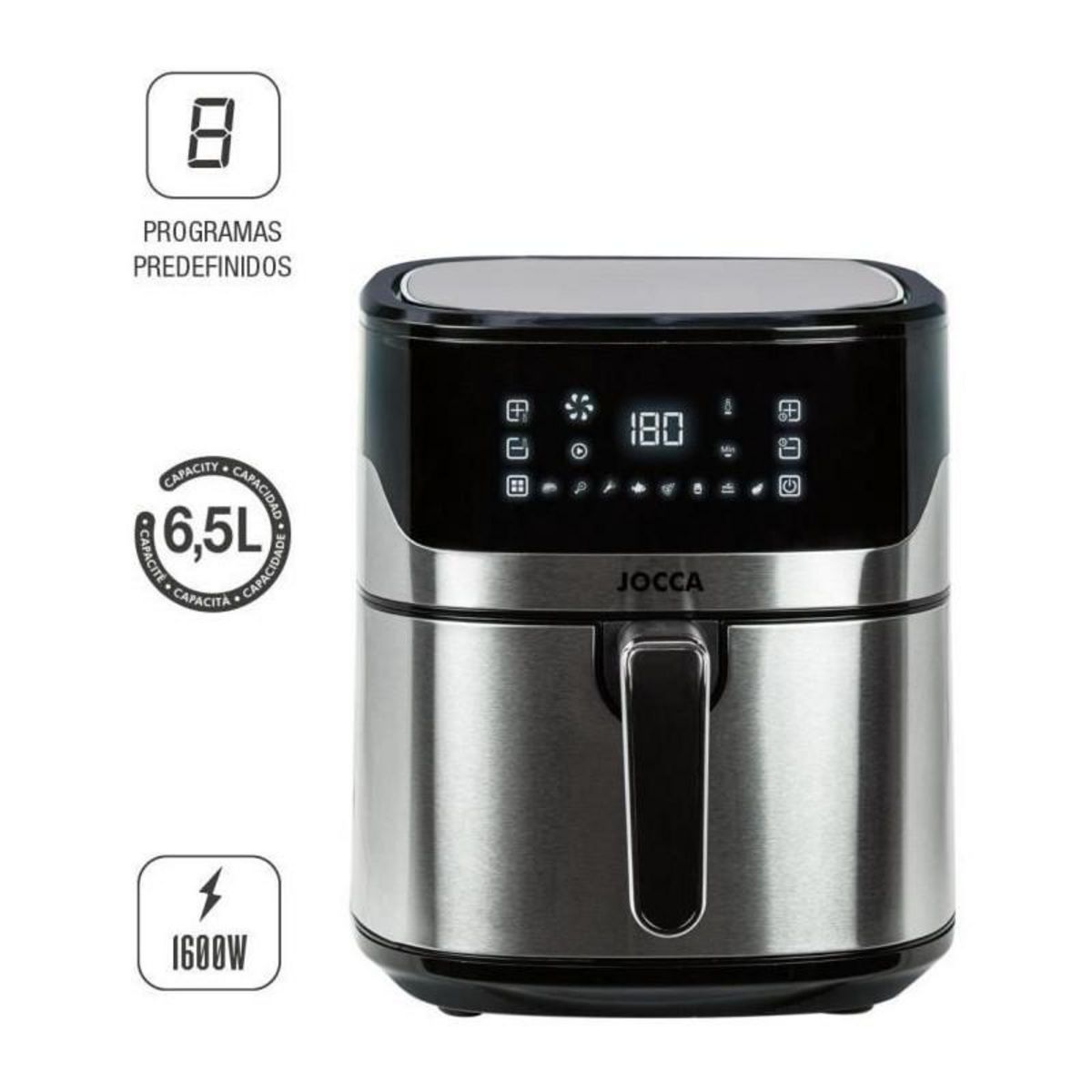 Jocca Friteuse sans huile - JOCCA - 2192 - 6,5L - 1600 W - 28 x 37 x 31,5 cm - Inox