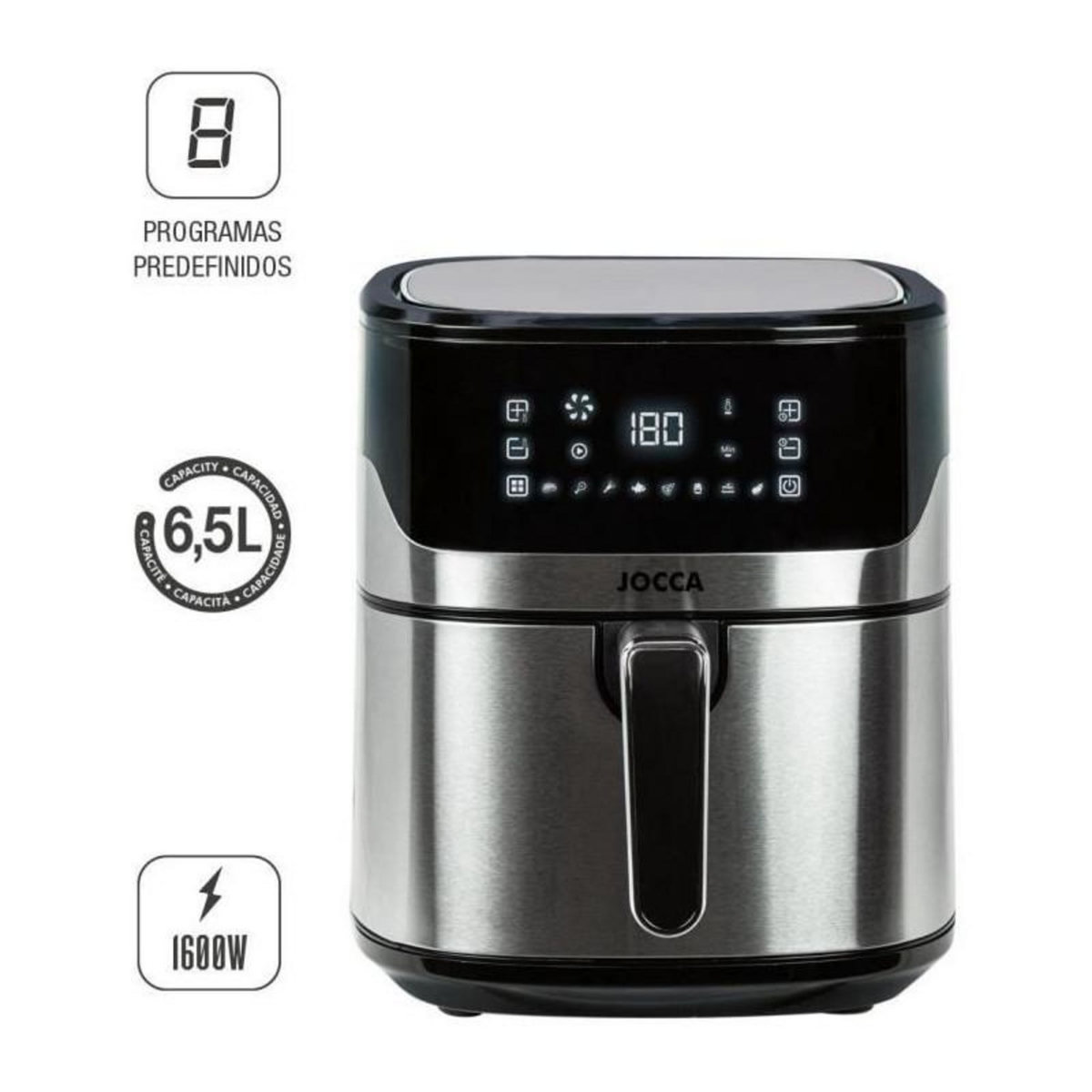 Jocca Friteuse sans huile - JOCCA - 2192 - 6,5L - 1600 W - 28 x 37 x 31,5 cm - Inox