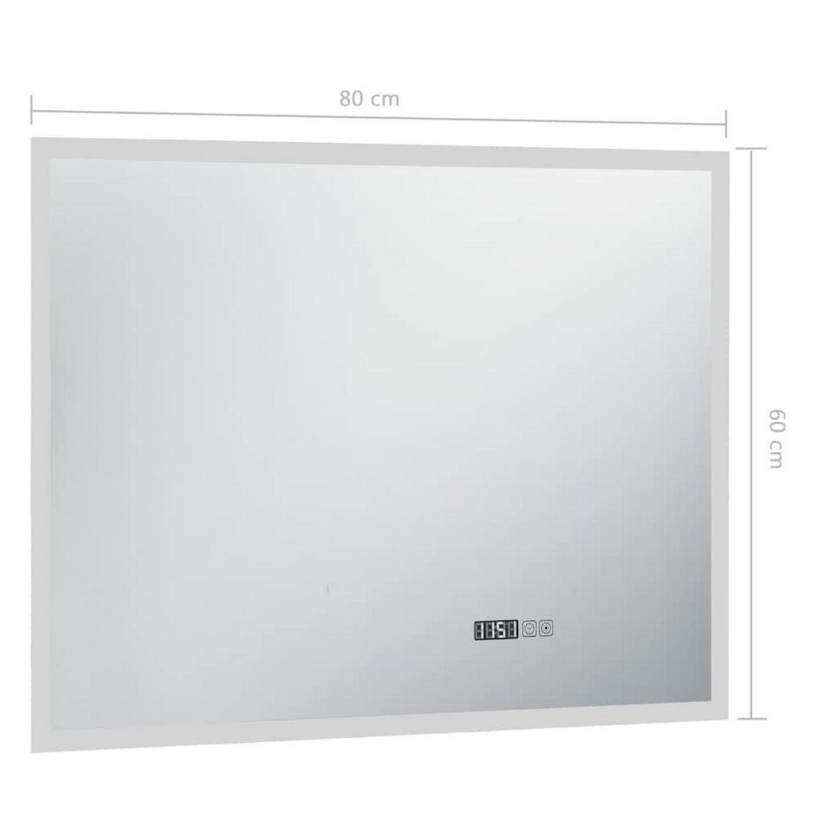 VIDAXL Miroir a LED et capteur tactile et affichage d'heure 80x60 cm