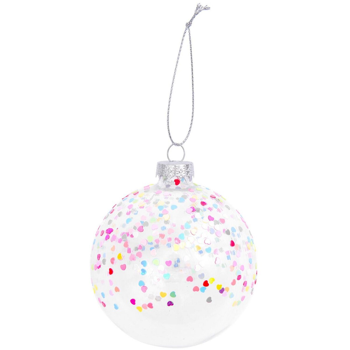 RICO DESIGN Boule de Noël en verre coeurs colorés Ø 8 cm