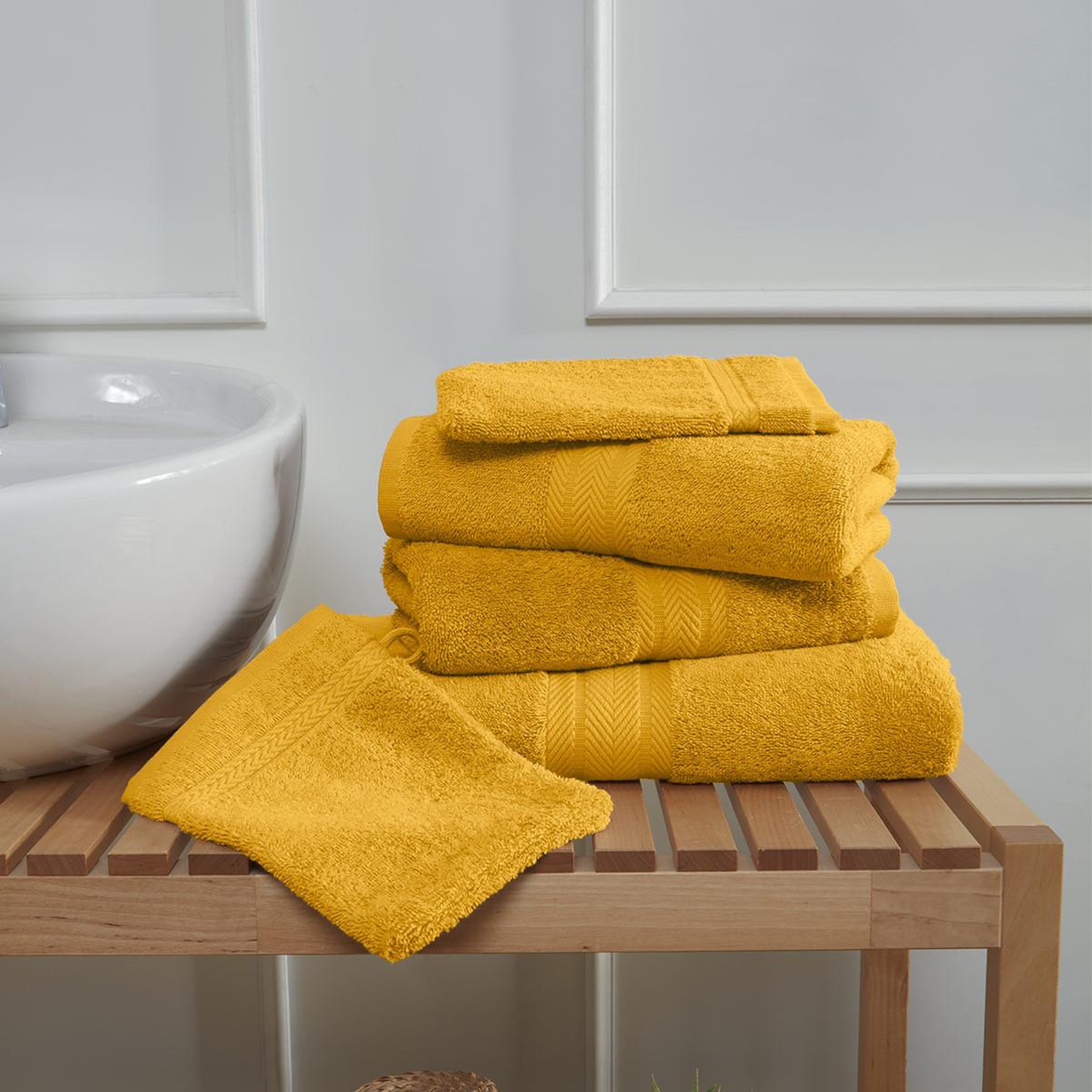 Voir la diapositive 5 : Sensei Maison Ensemble de bain 5 pièces (1 drap de bain + 2 serviettes de toilette + 2 gants) LUXURY