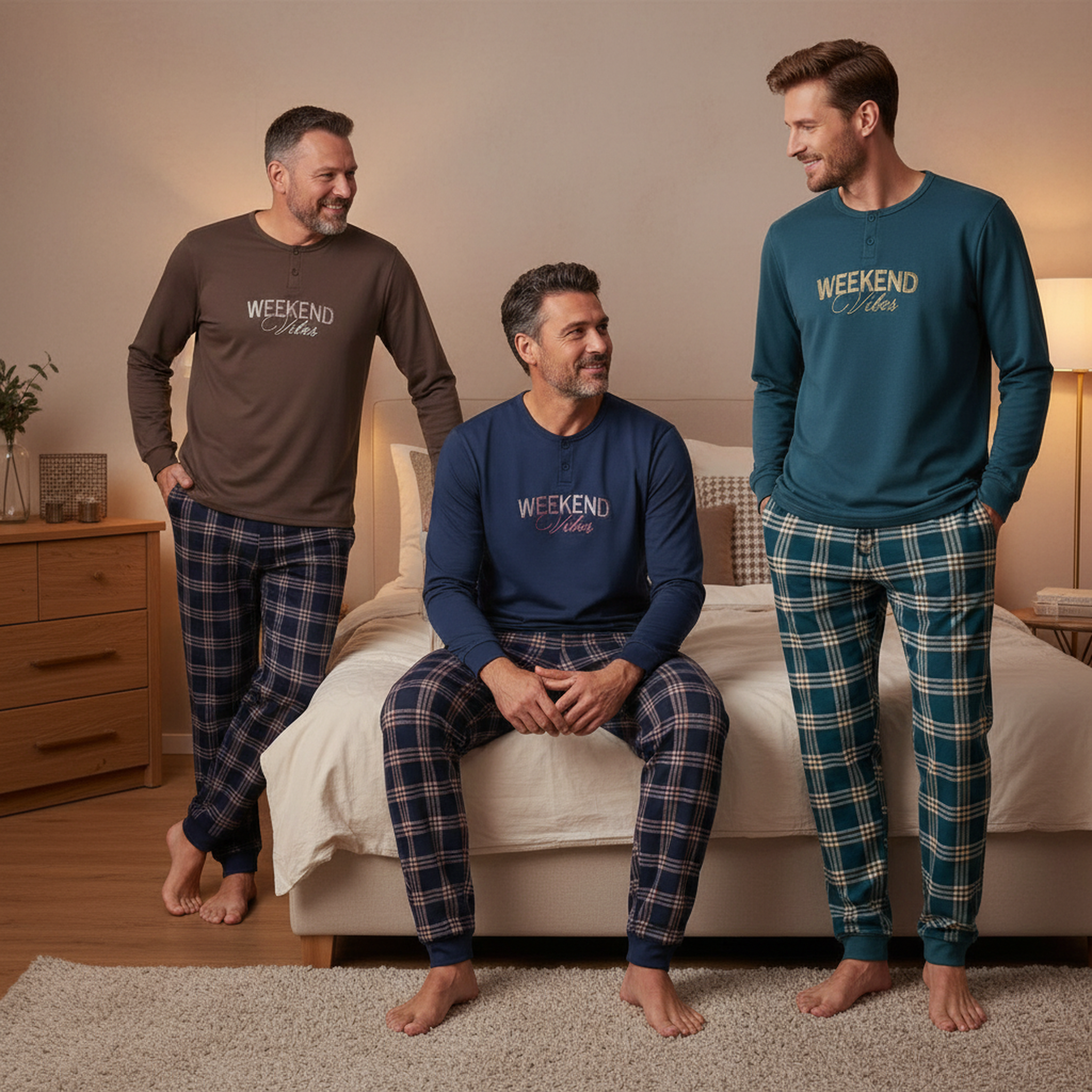 Voir la diapositive 4 : OZABI Ozabi ensemble pyjama homme doublé polaire pack de 3 coloris assortis