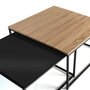 Voir la diapositive 5 : ID MARKET Lot de 2 tables basses gigognes BOSTON 60/70 métal noir et bois design industriel