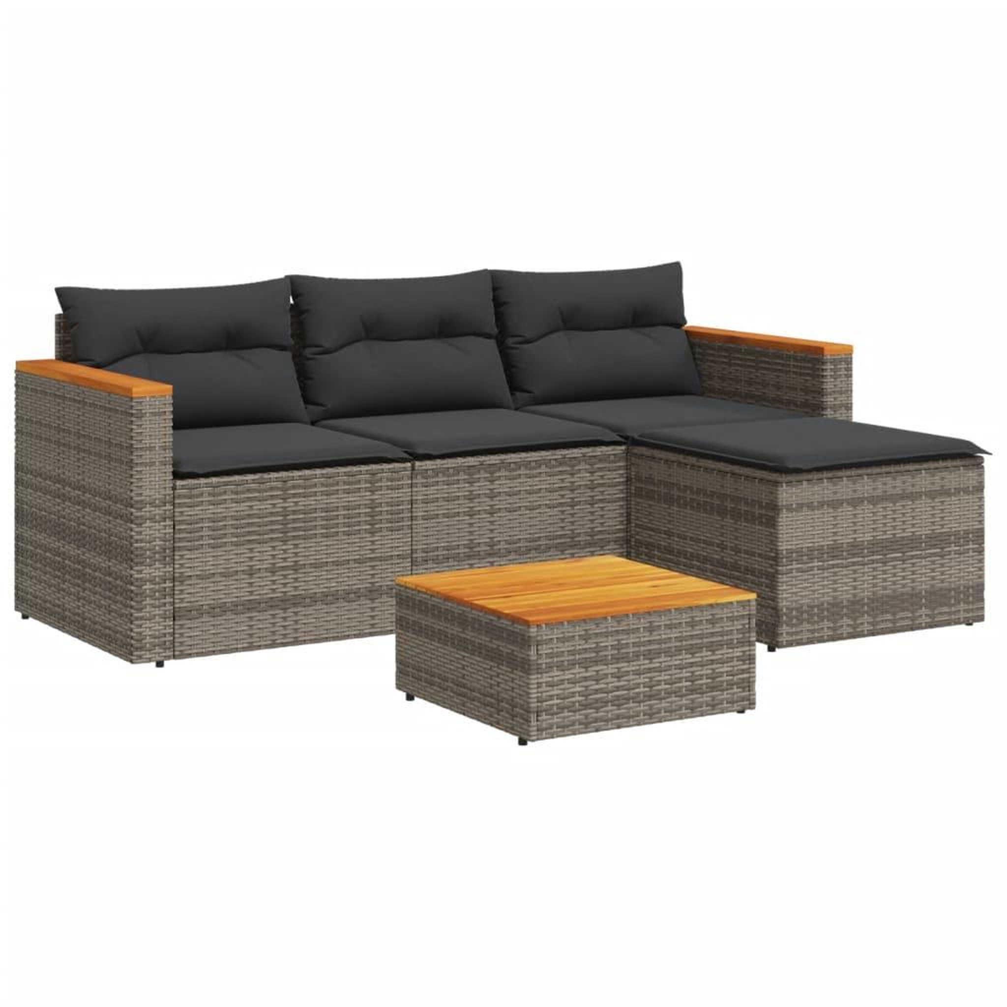 Voir la diapositive 2 : VIDAXL Salon de jardin avec coussins 3 pcs gris resine tressee