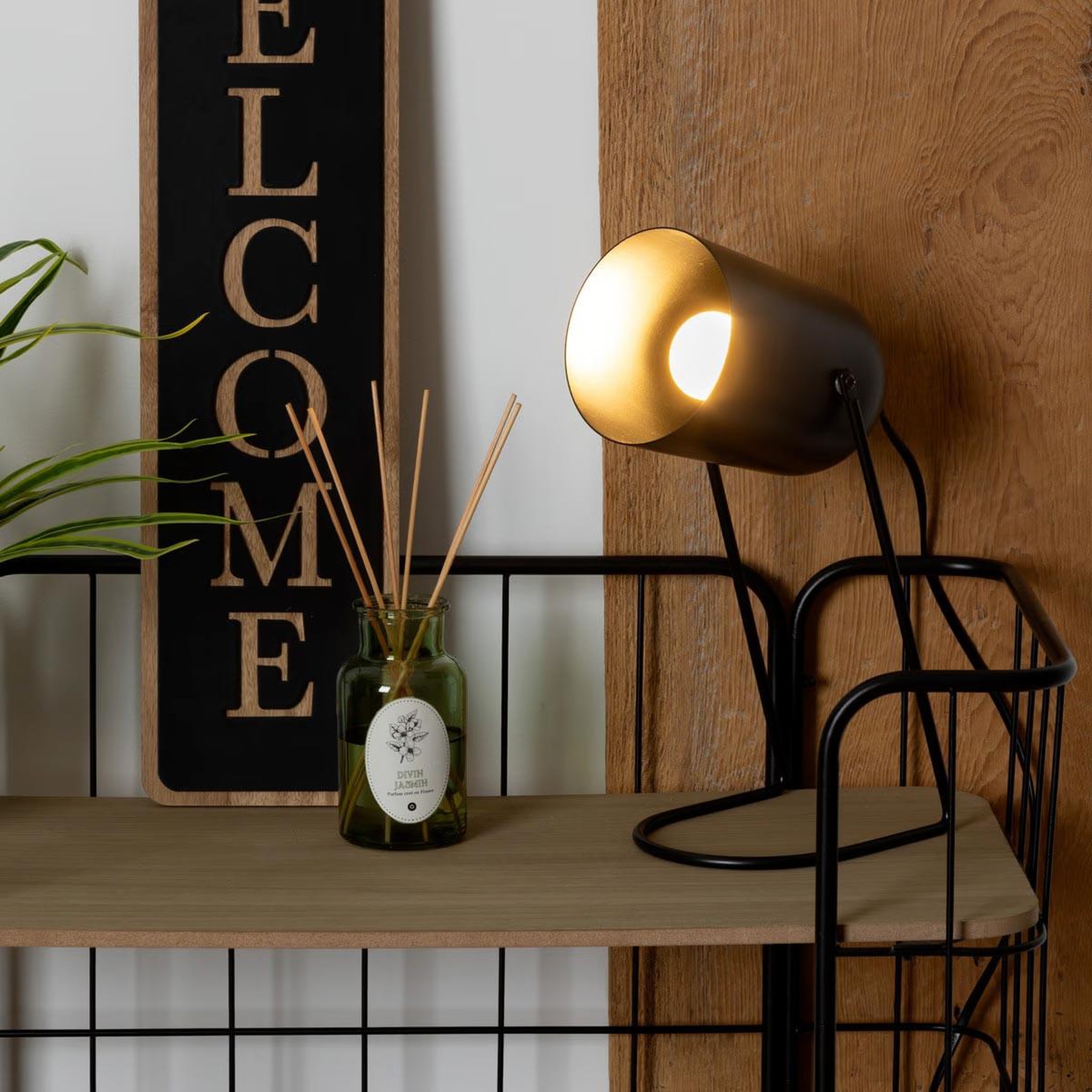 Voir la diapositive 3 : ATMOSPHERA Lampe à poser en métal  faro  30cm noir