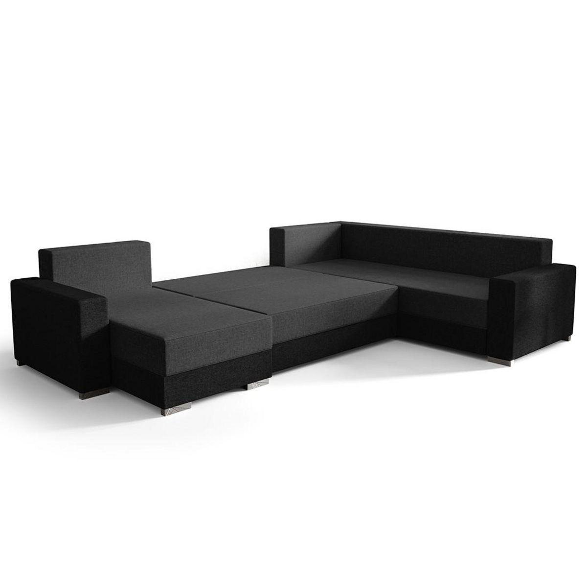 BEST MOBILIER Epona - canapé panoramique d'angle réversible 7 places convertible avec coffre en tissu