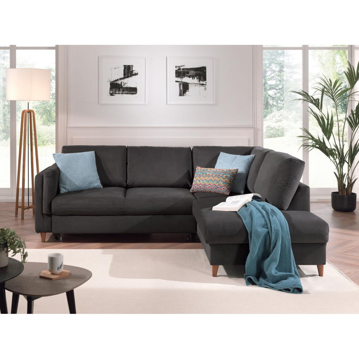 LISA DESIGN Brooke - canapé d'angle droit - convertible - 5 places - en velours