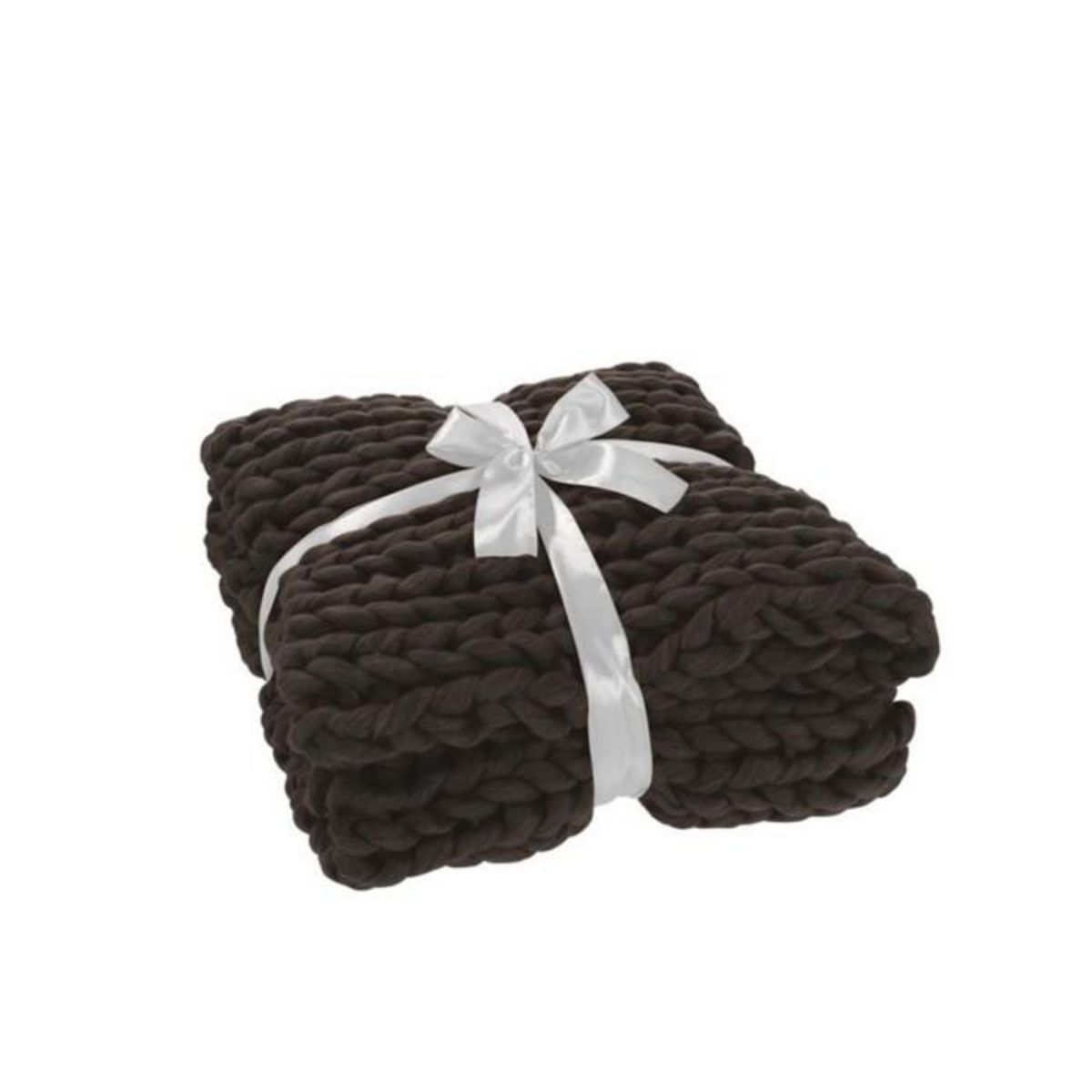 Paris Prix Plaid Déco Maille  Tricoté  127x152cm Gris Foncé