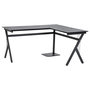 Voir la diapositive 1 : HOMCOM Bureau d'angle informatique design contemporain 155L x 130l x 76H cm MDF acier noir