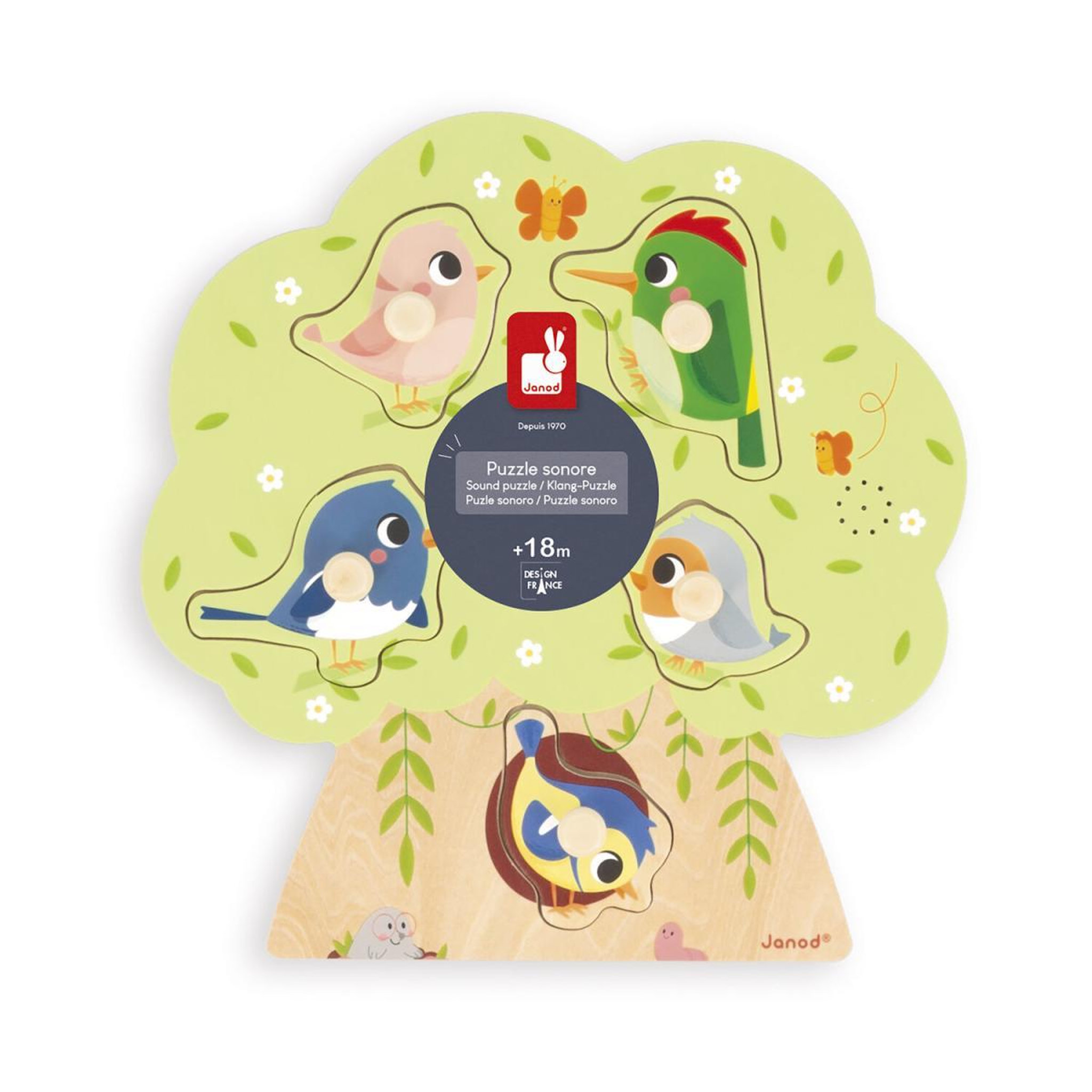 JANOD Puzzle d encastrement sonore Les oiseaux
