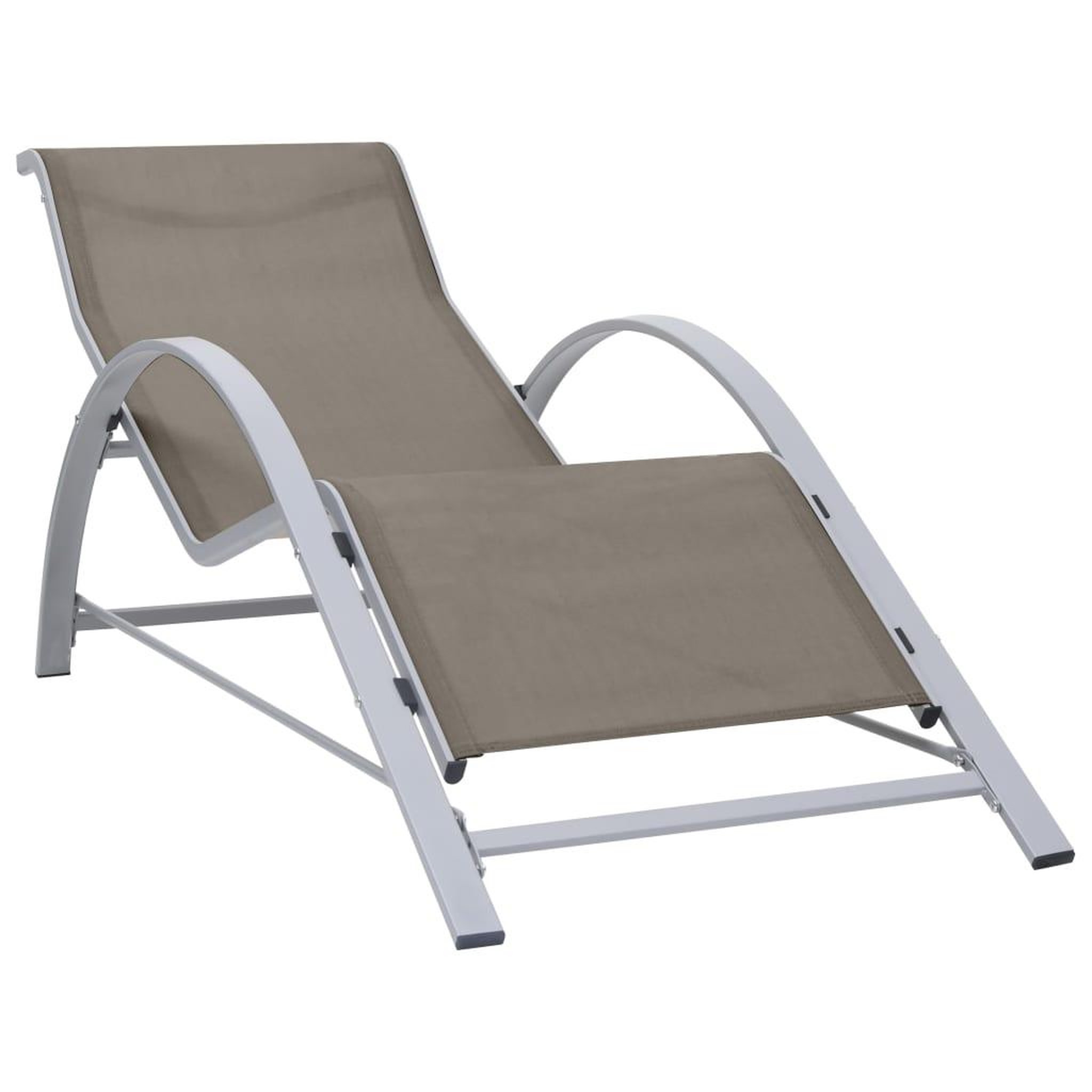 Voir la diapositive 3 : VIDAXL Chaises longues lot de 2 avec table aluminium taupe
