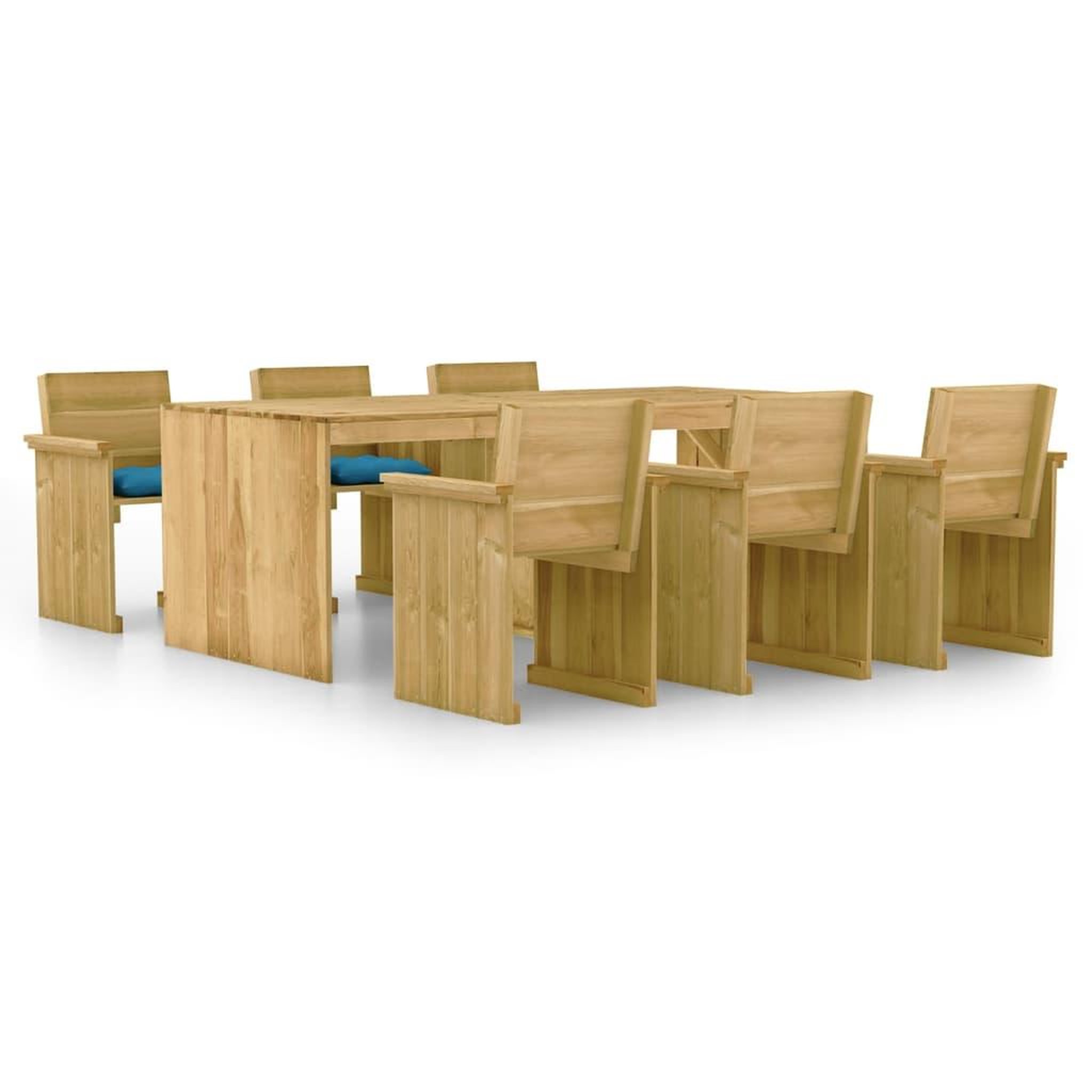 Voir la diapositive 1 : VIDAXL Ensemble a manger de jardin 7 pcs avec coussins pin impregne